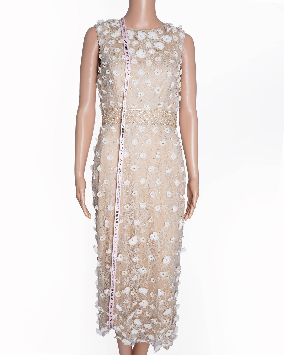 New Mac Duggal Floral Applique Sleeveless Midi Dress