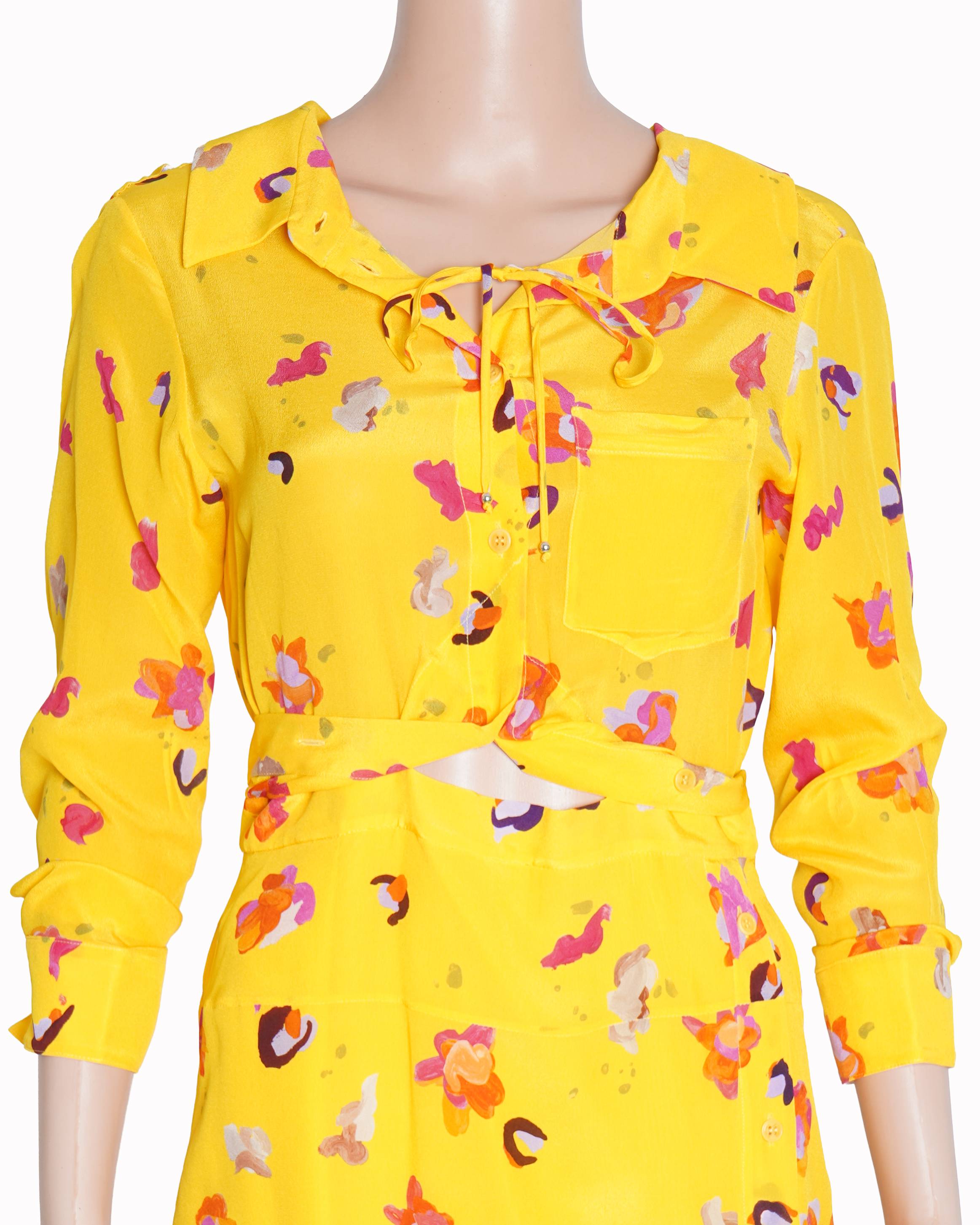New ALTUZARRA  Cold-shoulder Cutout Floral-print Silk Crepe De Chine Midi Dress In Yellow