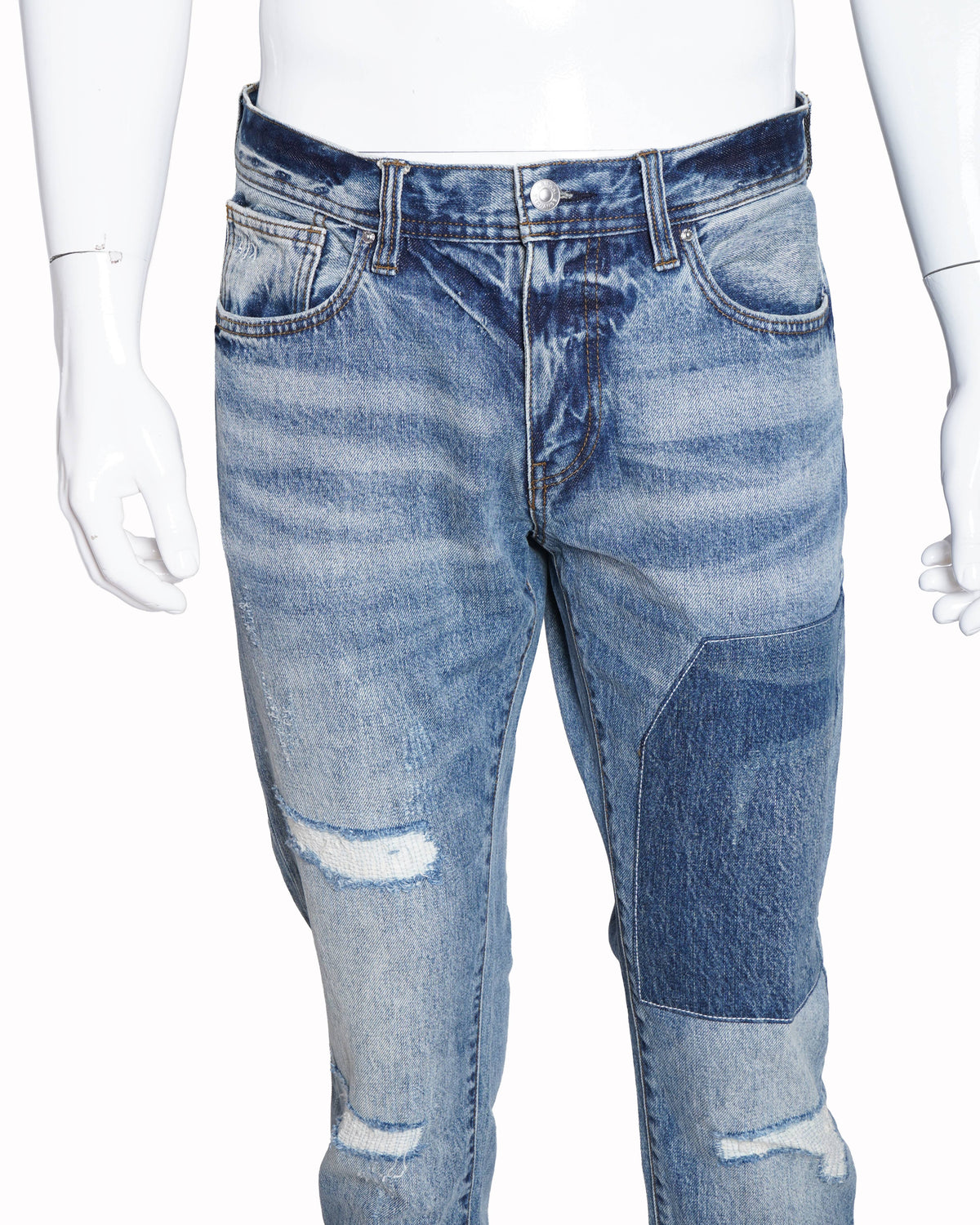 Armani exchange blue faded distressed denims