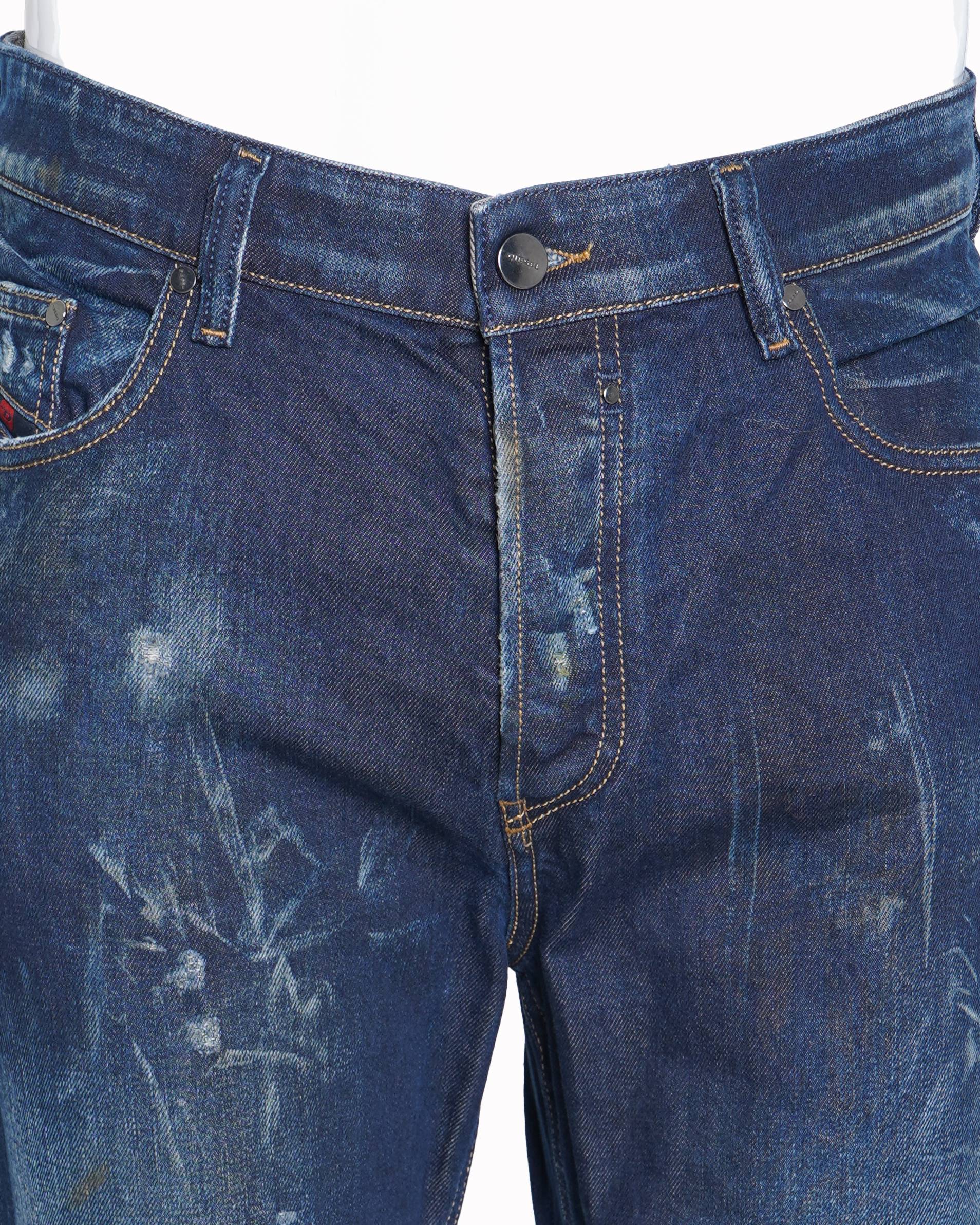 Diesel men's blue faded wash jeans