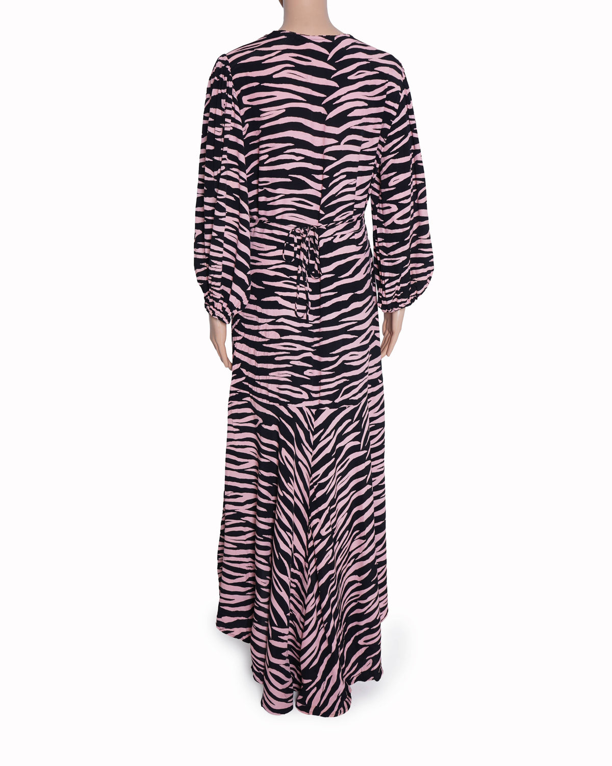 Ganni pink/black zebra print wrap dress