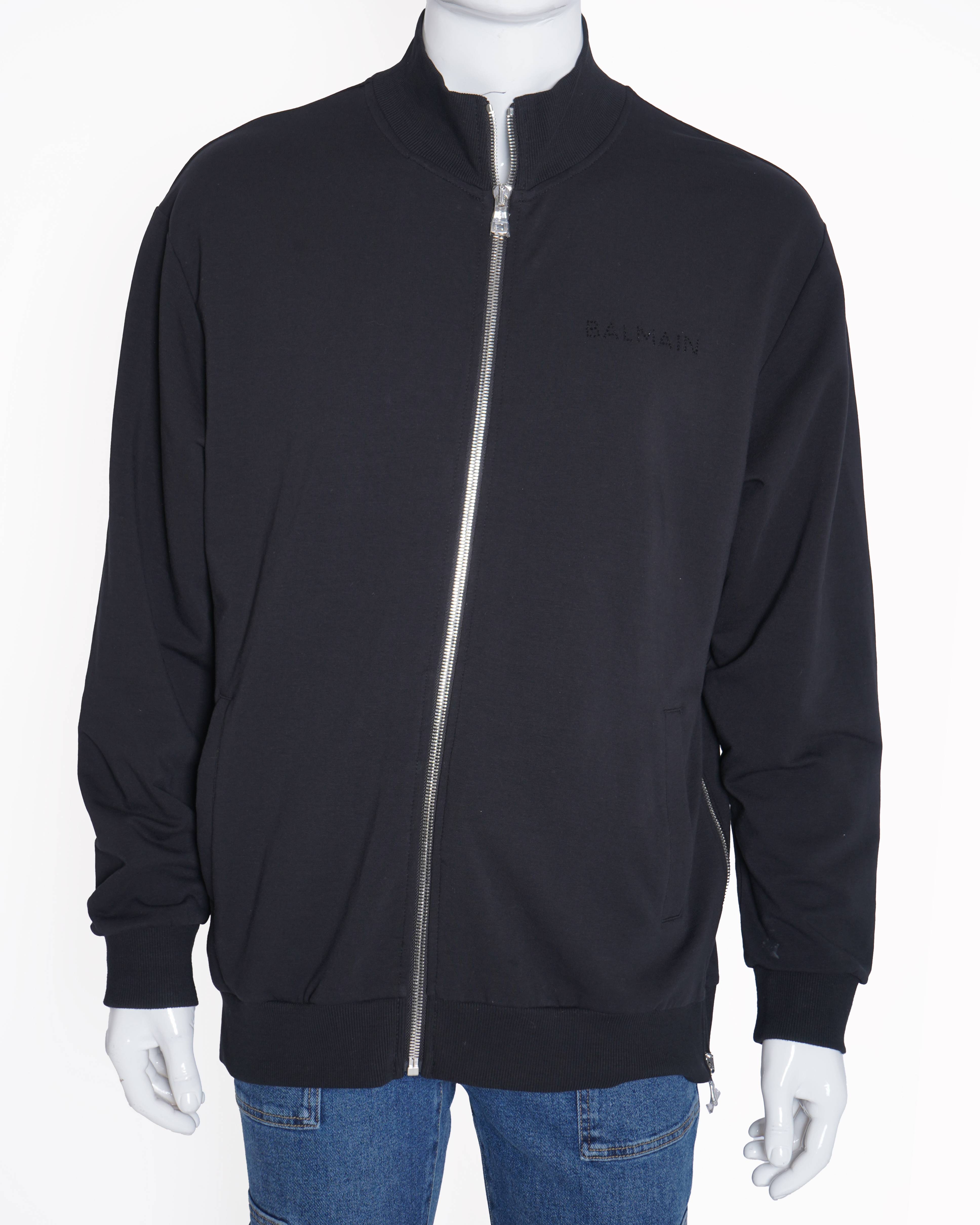 New Balmain Zipper Sweatshirt In Black