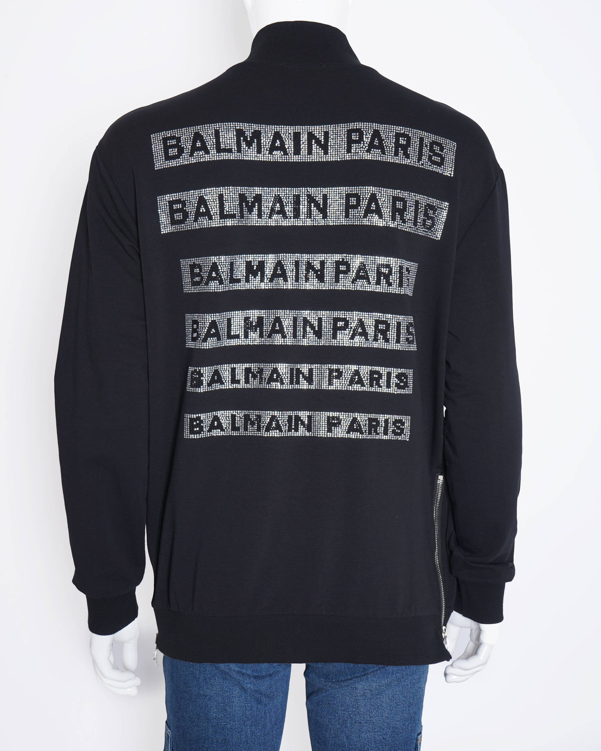New Balmain Zipper Sweatshirt In Black