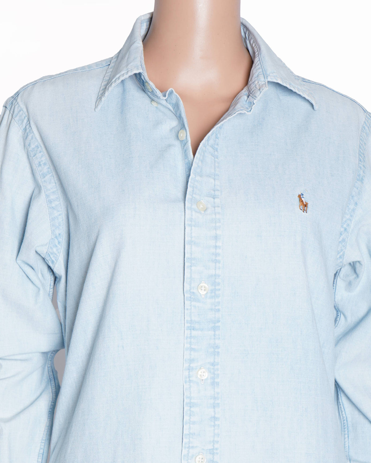 Ralph Lauren Slim Fit Women's Button Down Denim Shirt In Light Blue