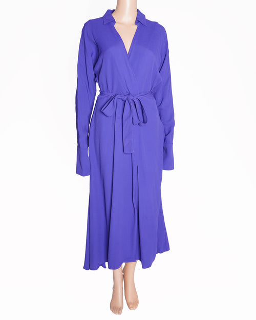 Reiss purple wrap tie up dress with belt