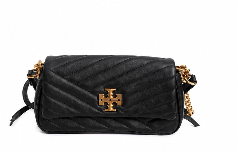 Tory Burch Black Quilted Leather Kira Chevron Convertible Shoulder Bag