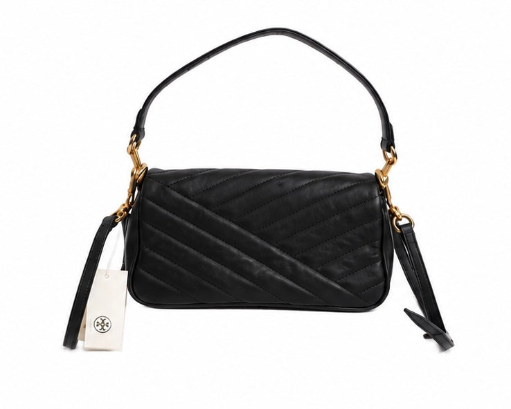 Tory Burch Black Quilted Leather Kira Chevron Convertible Shoulder Bag