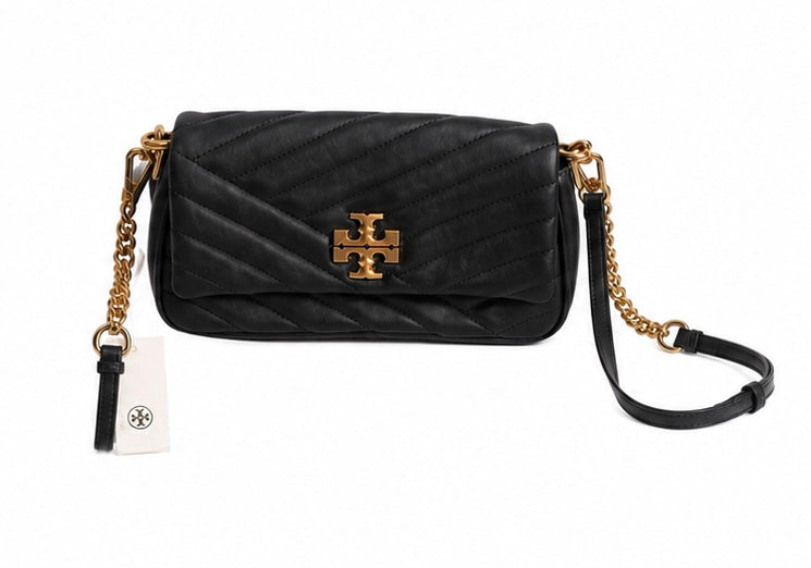 Tory Burch Black Quilted Leather Kira Chevron Convertible Shoulder Bag