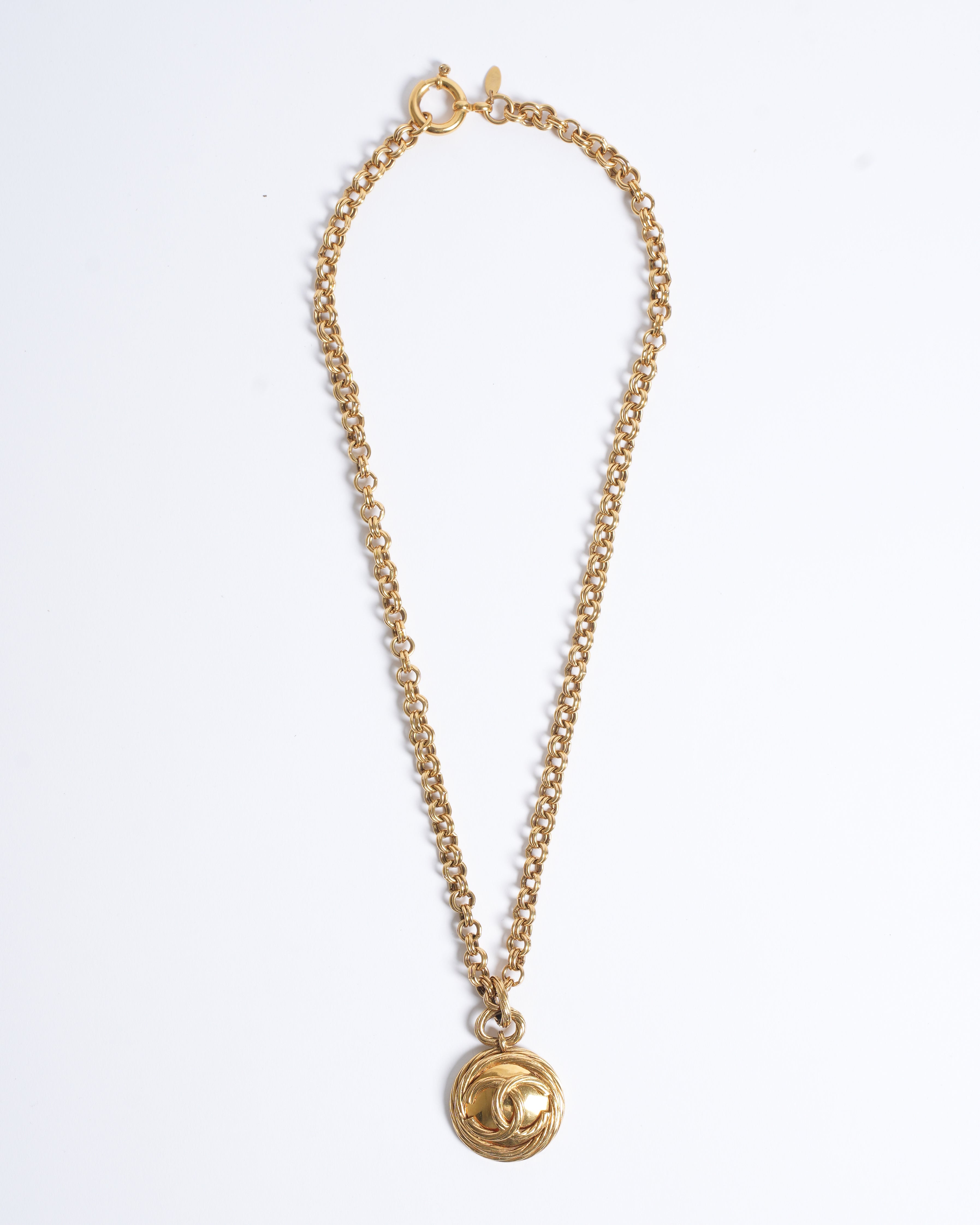 Vintage Chanel Logo Necklace Made In France