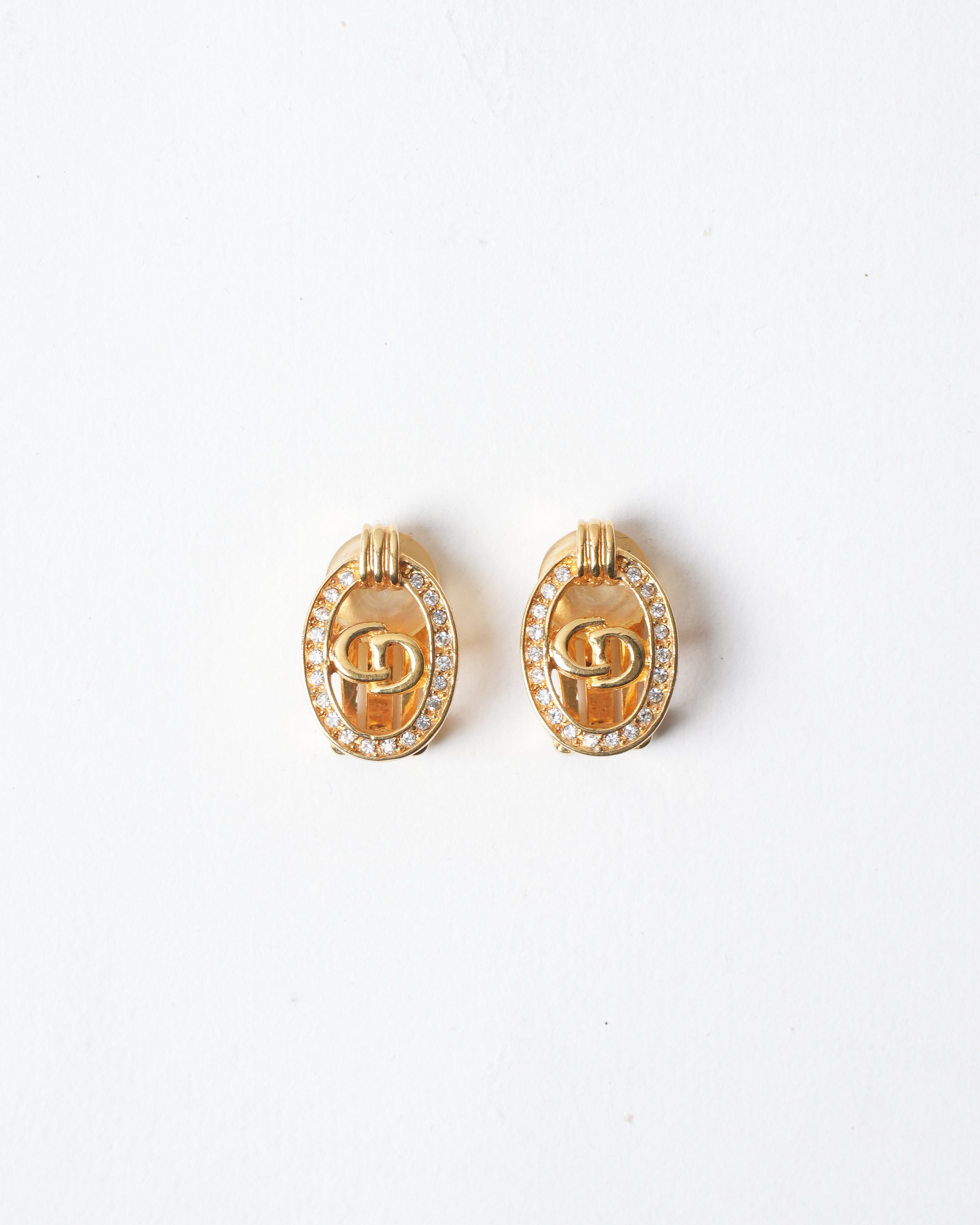 Vintage Dior Gold Plated & Rhinestones Earrings