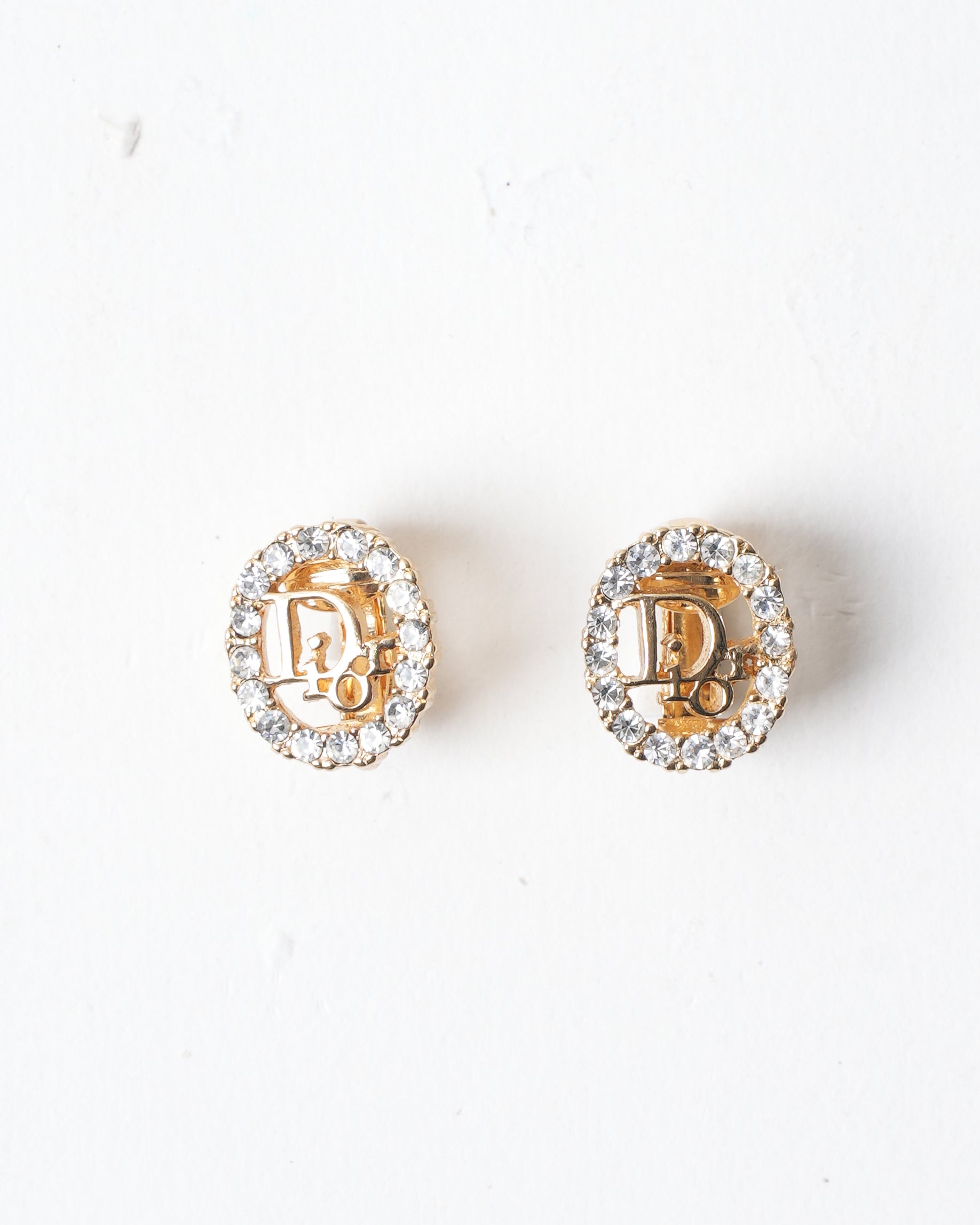 Vintage Dior Gold Plated & Rhinestones Earrings