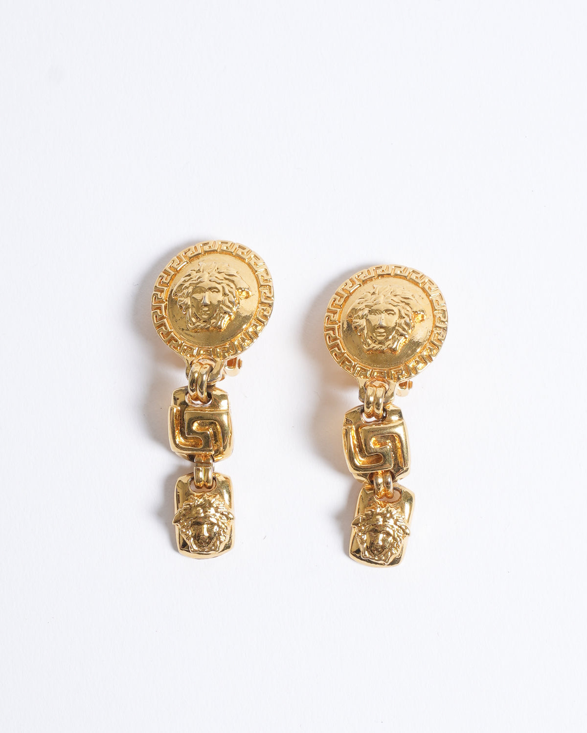 Vintage Gianni Versace Gold Plated Earrings Made In Italy