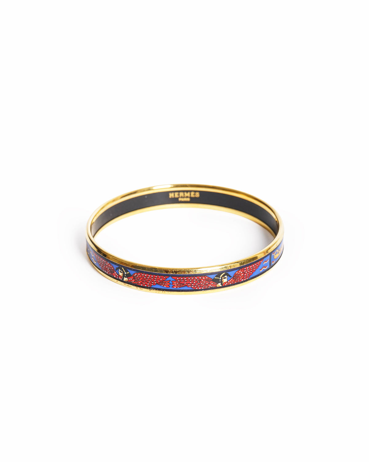Vintage Hermès Egyptian Enamel Gold Bangle
