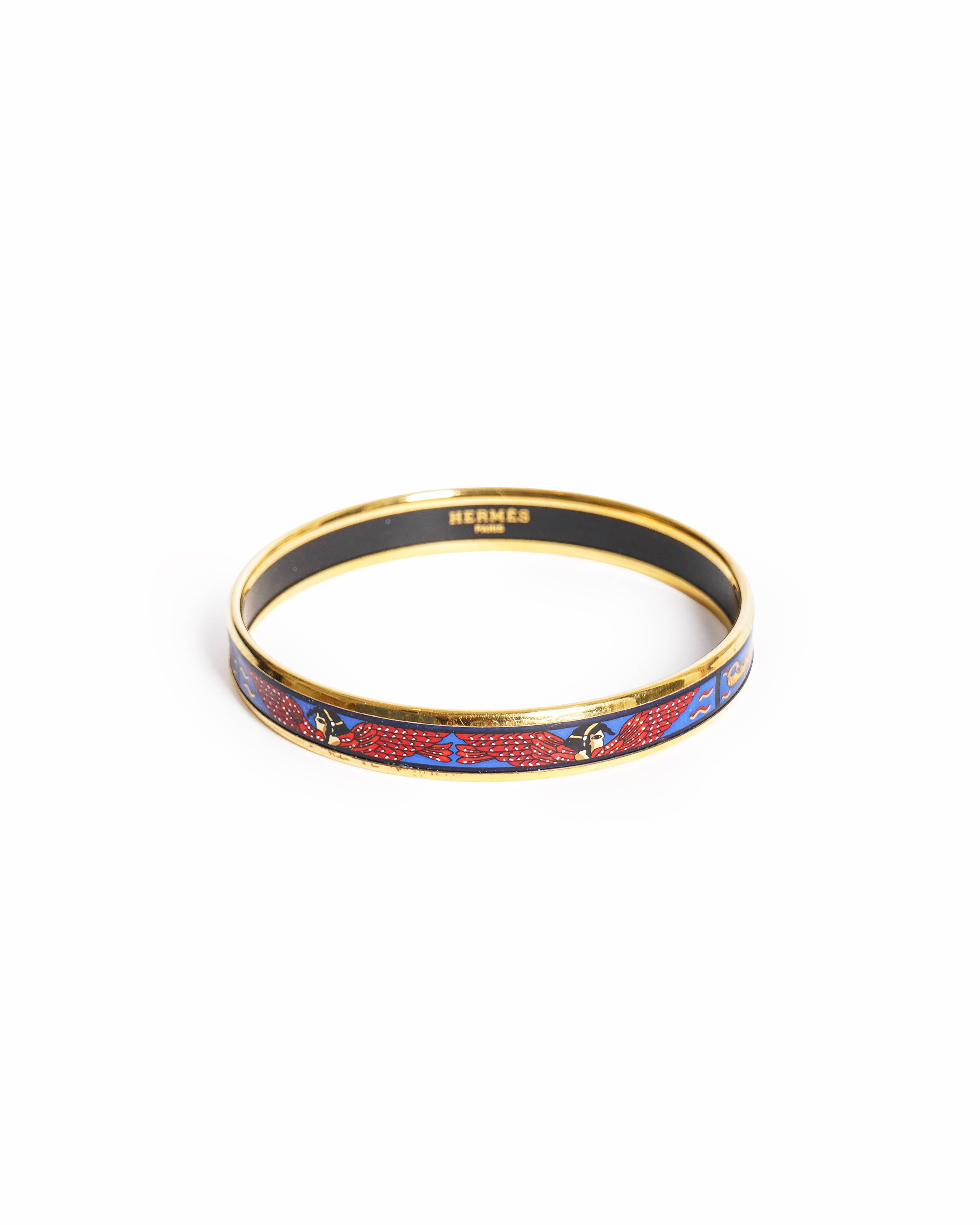 Vintage Hermès Egyptian Enamel Gold Bangle