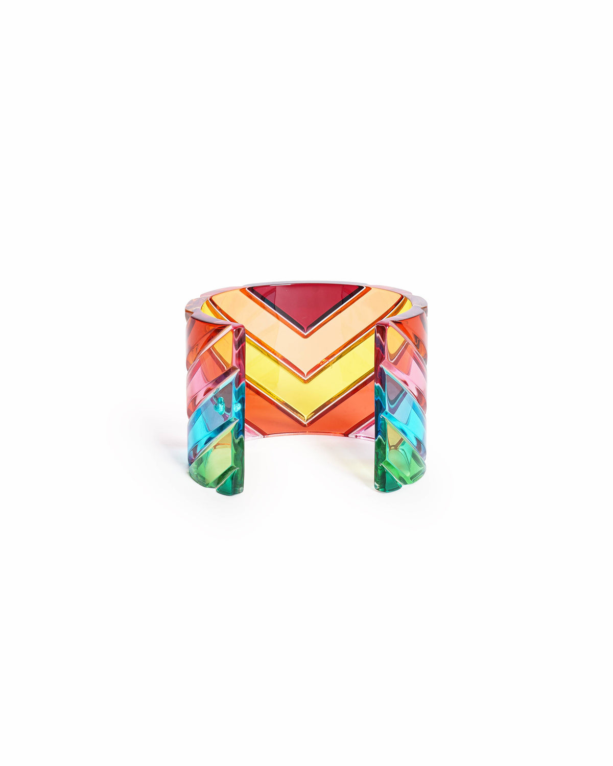 Valentino Rainbow Plexiglass Multicolor Wide Cuff Bracelet