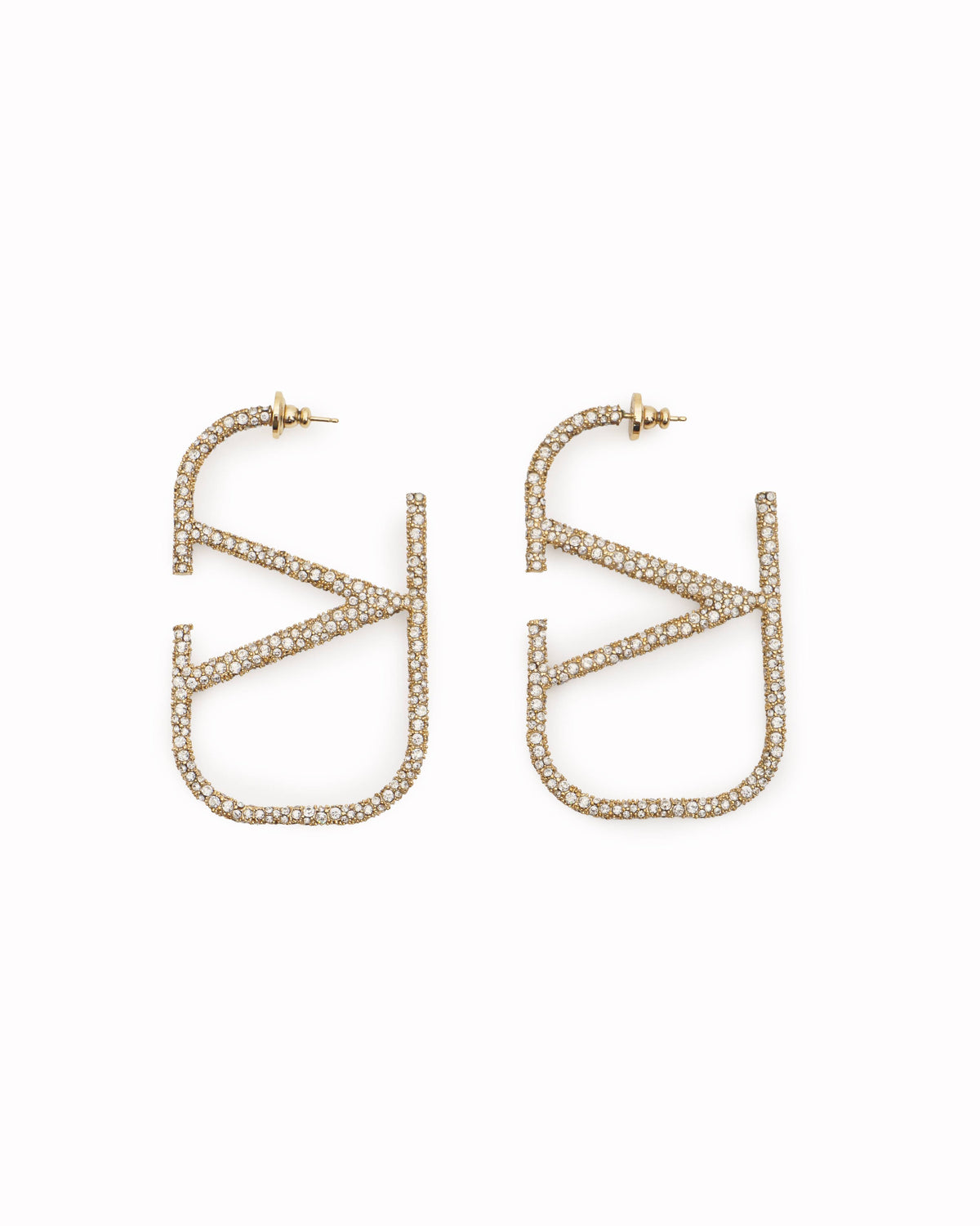 Valentino Garavani VLogo Crystal Hoop Earrings Gold