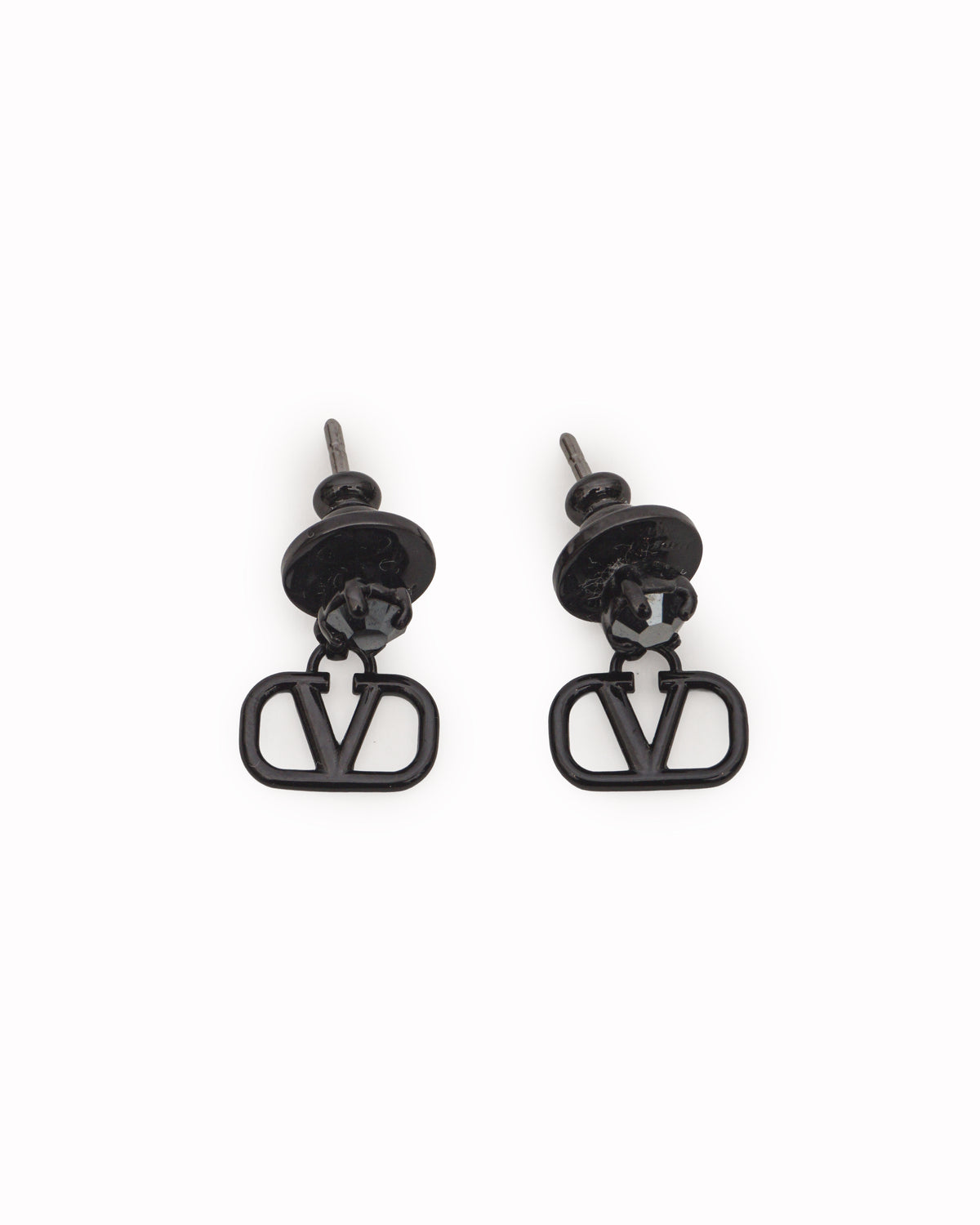 Valentino Garavani Black VLogo Signature Drop Earrings