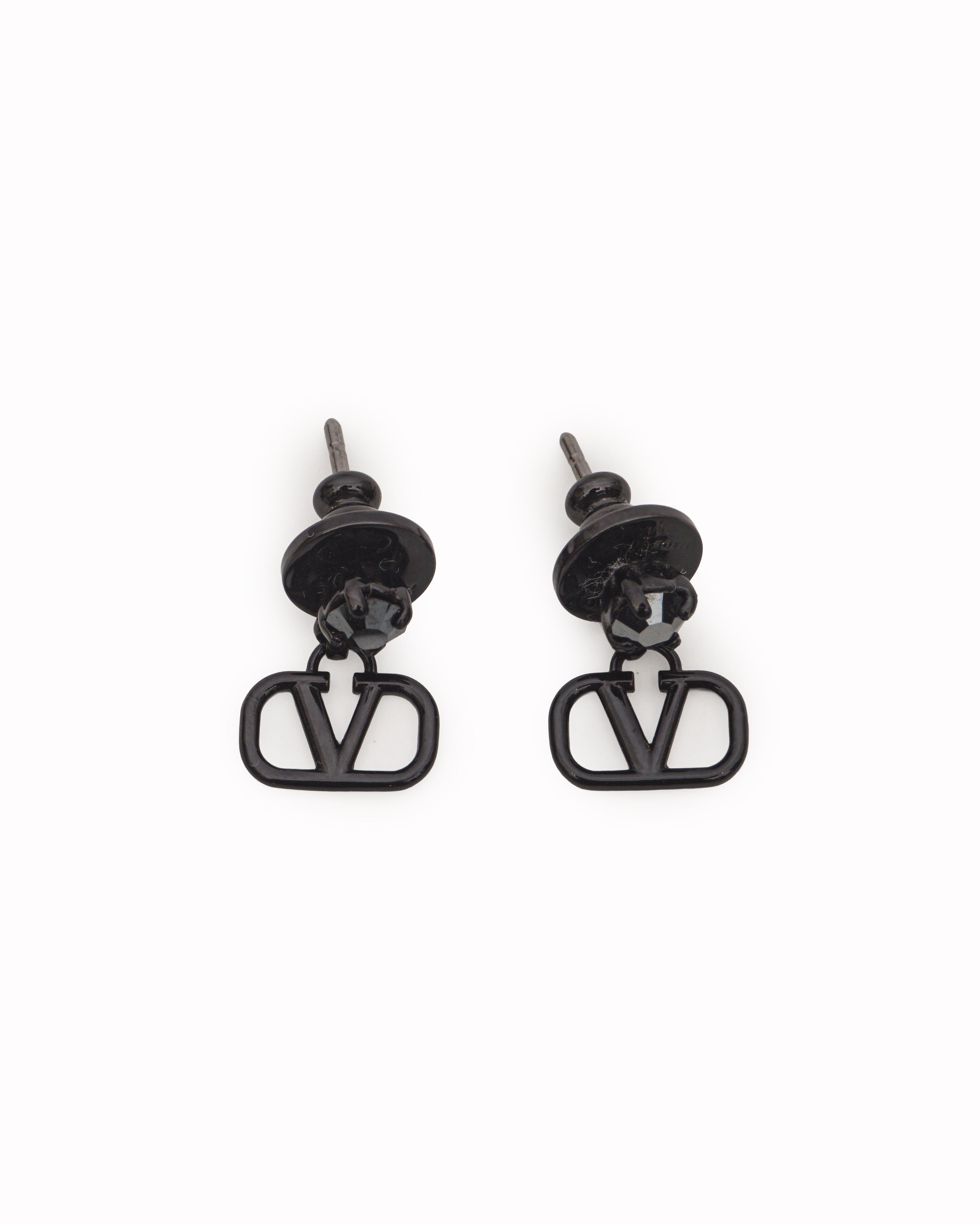 Valentino Garavani Black VLogo Signature Drop Earrings