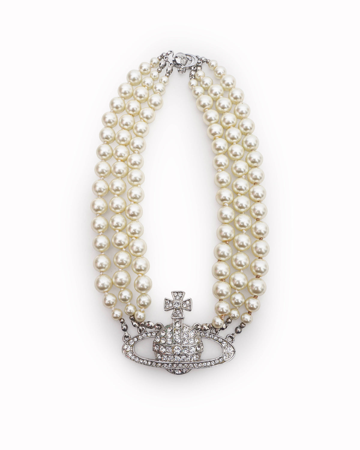 Vivienne Westwood Three-Row Pearl Bas Relief Necklace