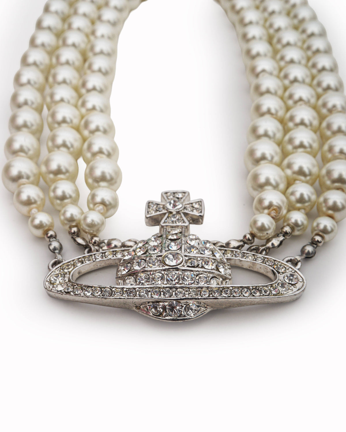 Vivienne Westwood Three-Row Pearl Bas Relief Necklace