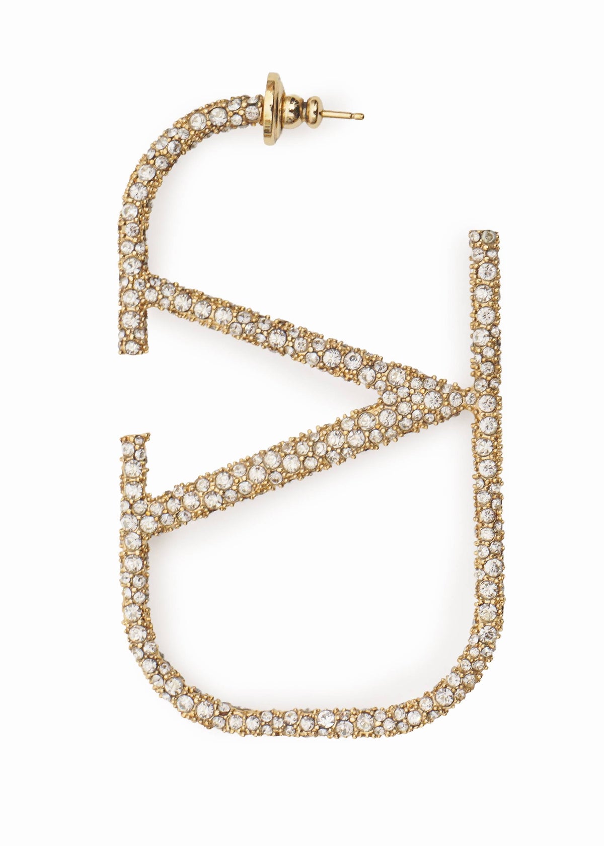 Valentino Garavani VLogo Crystal Hoop Earrings Gold