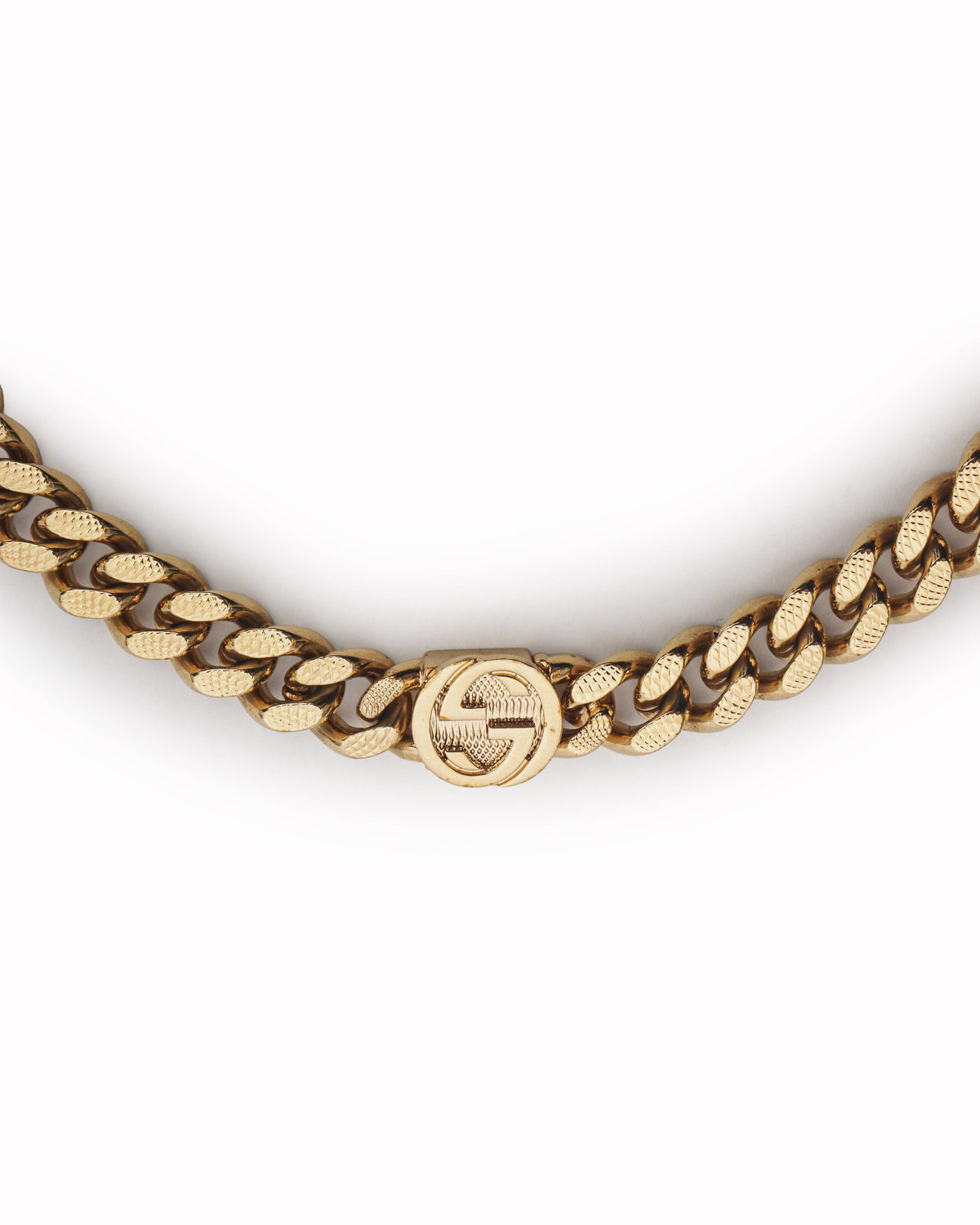 Gucci Gold-Toned Textured Interlocking G Chunky Chain Necklace
