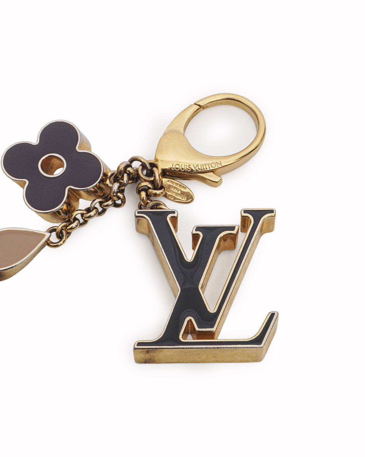 Louis Vuitton Fleur de Monogram Gold Key Ring and Bag Charm