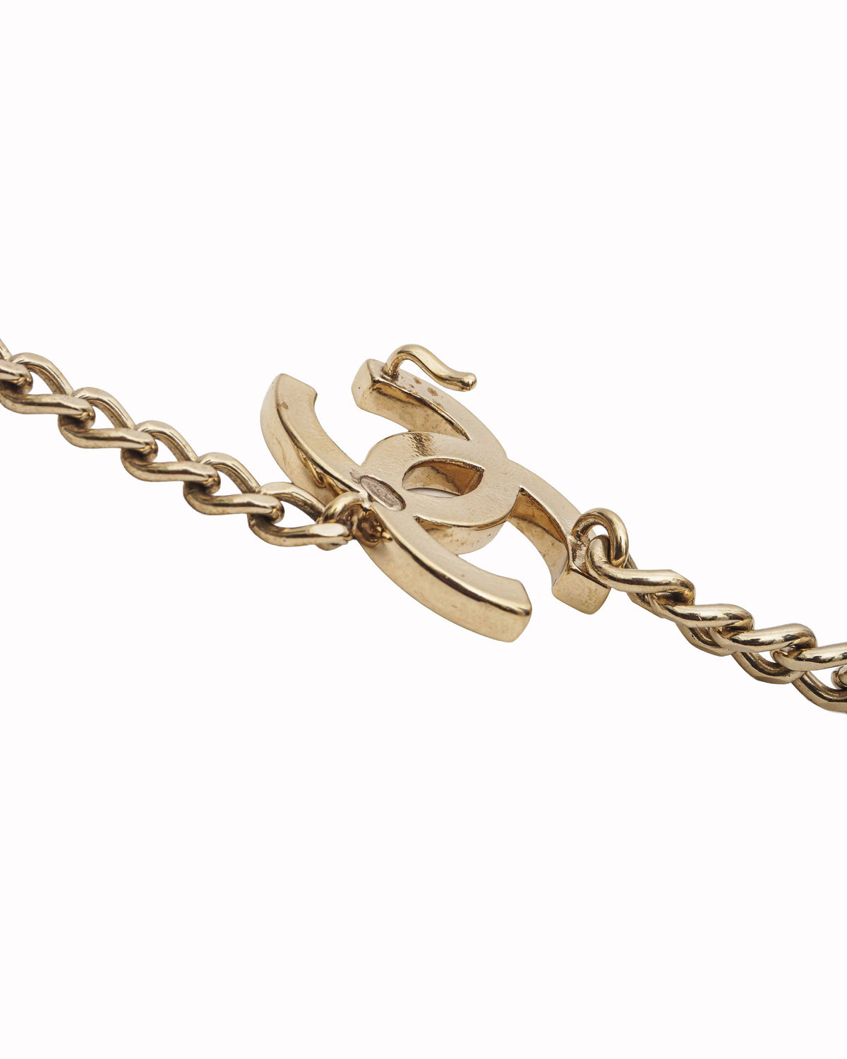 Chanel Gold-Tone Chain Belt with Black Enamel CC Medallions