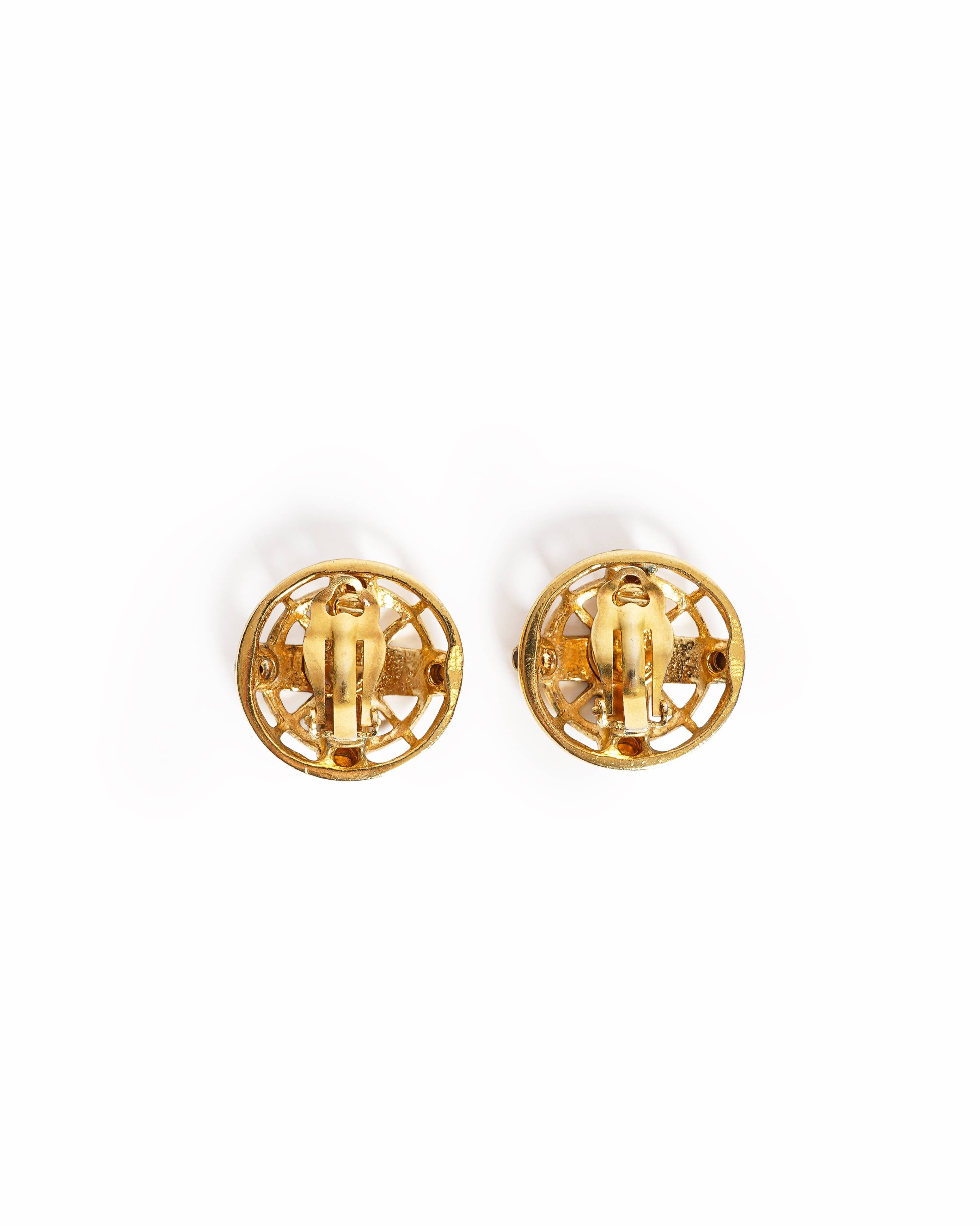 Vintage Vintage Chanel Cross Cage Clip-On Earrings, Made In France 1990s