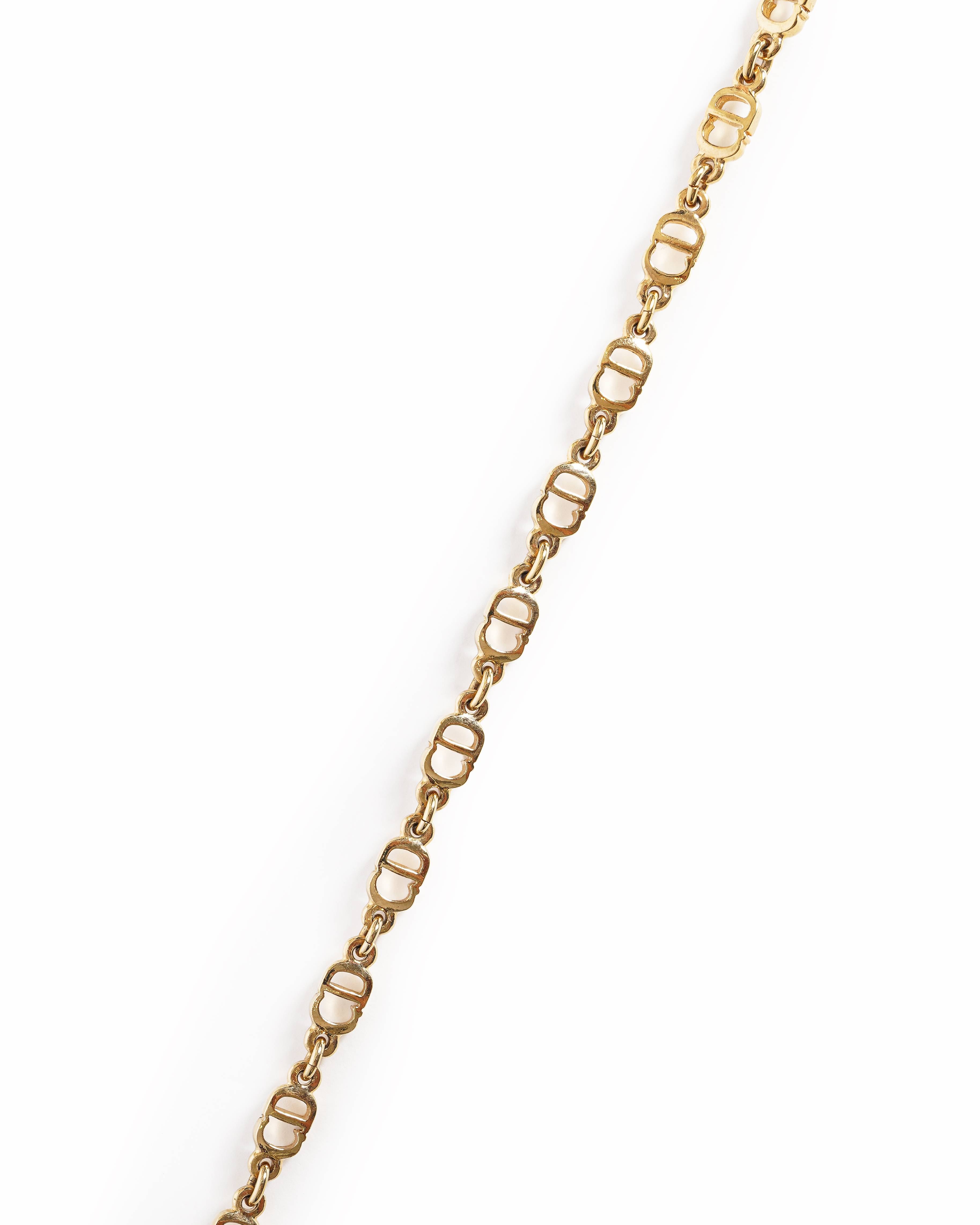Vintage Christian Dior Gold-Plated Interlocking CD Monogram Link Bracelet, Made In Germany