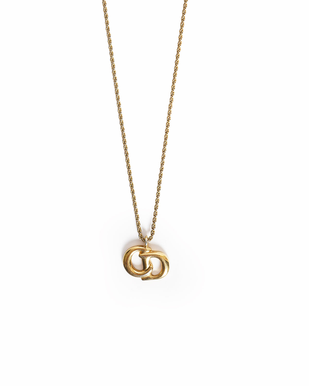 Vintage Christian Dior Gold-Plated CD Interlocking Pendant Necklace, Made In Germany