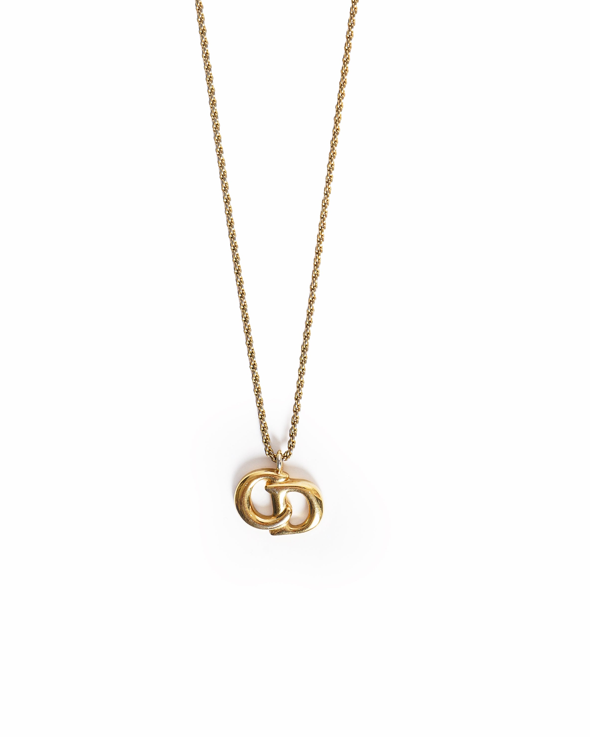 Vintage Christian Dior Gold-Plated CD Interlocking Pendant Necklace, Made In Germany