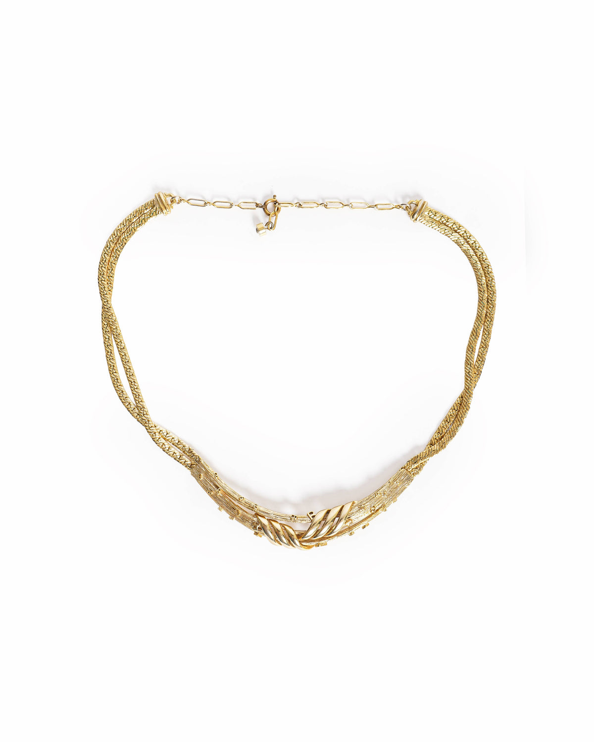 Vintage Balenciaga Gold-Plated Duo-Texture Collar Necklace