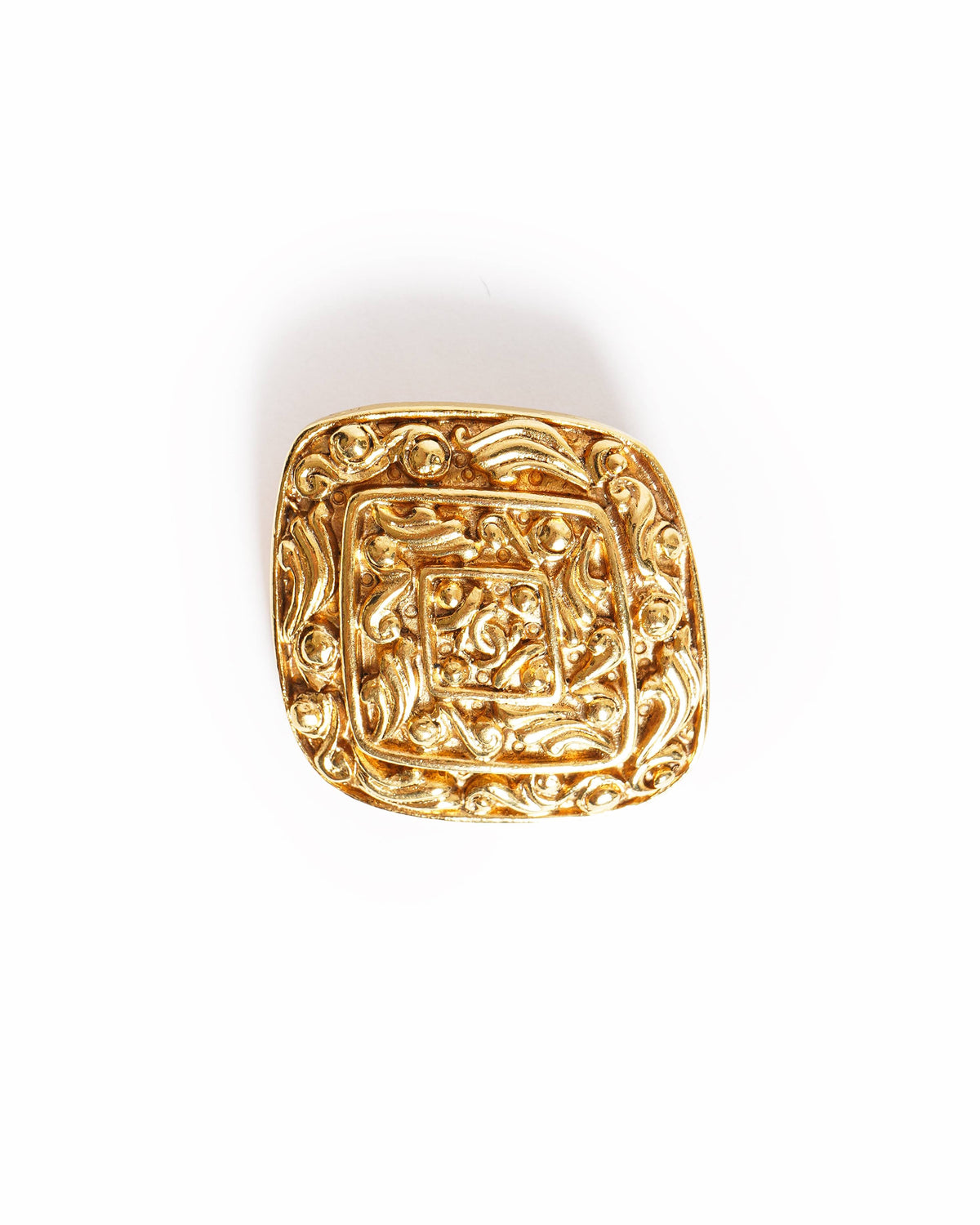 Vintage Chanel Baroque Square CC Monogram Brooch, Made In Italy 1995