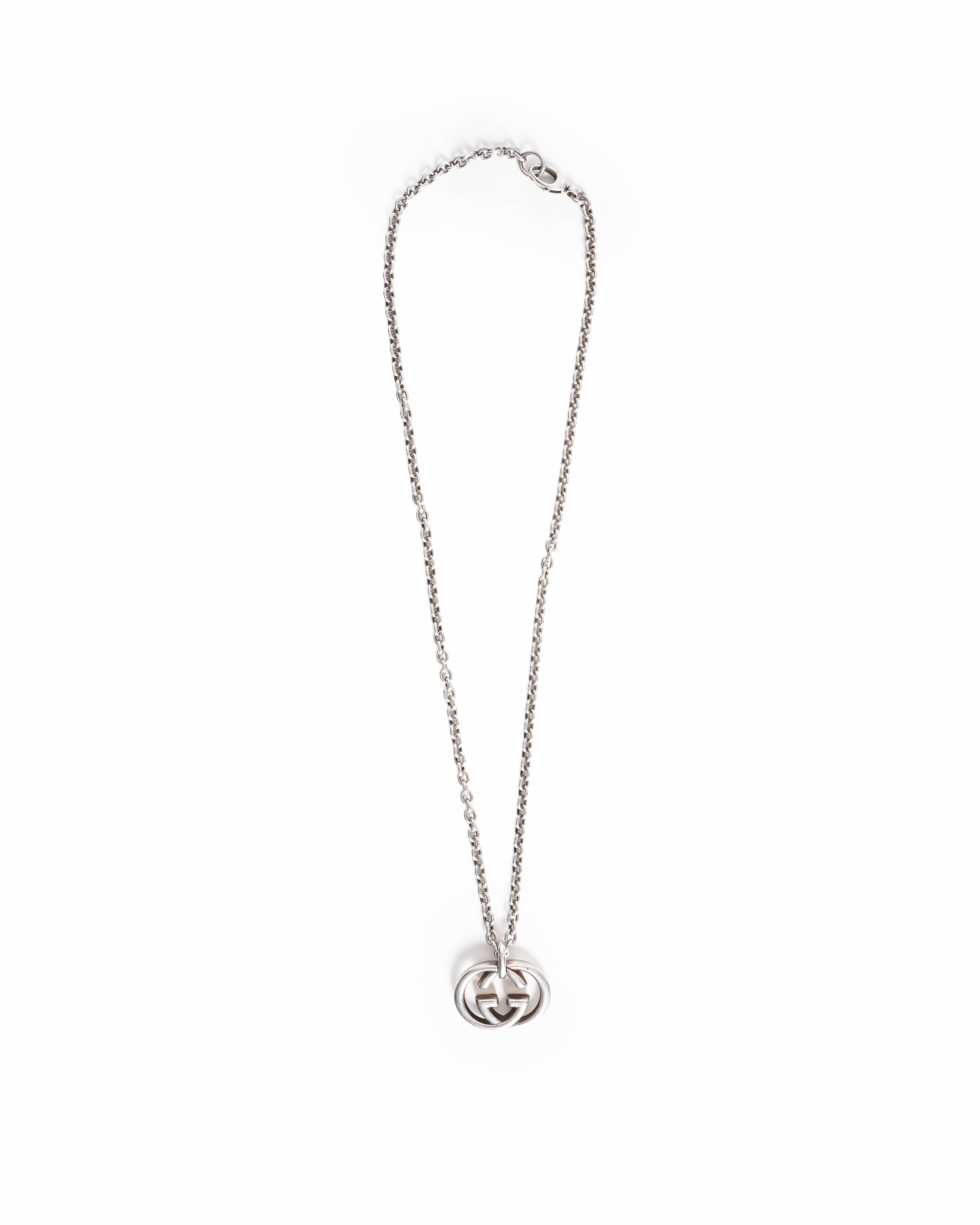 Gucci Interlocking G Sterling Silver Pendant Necklace