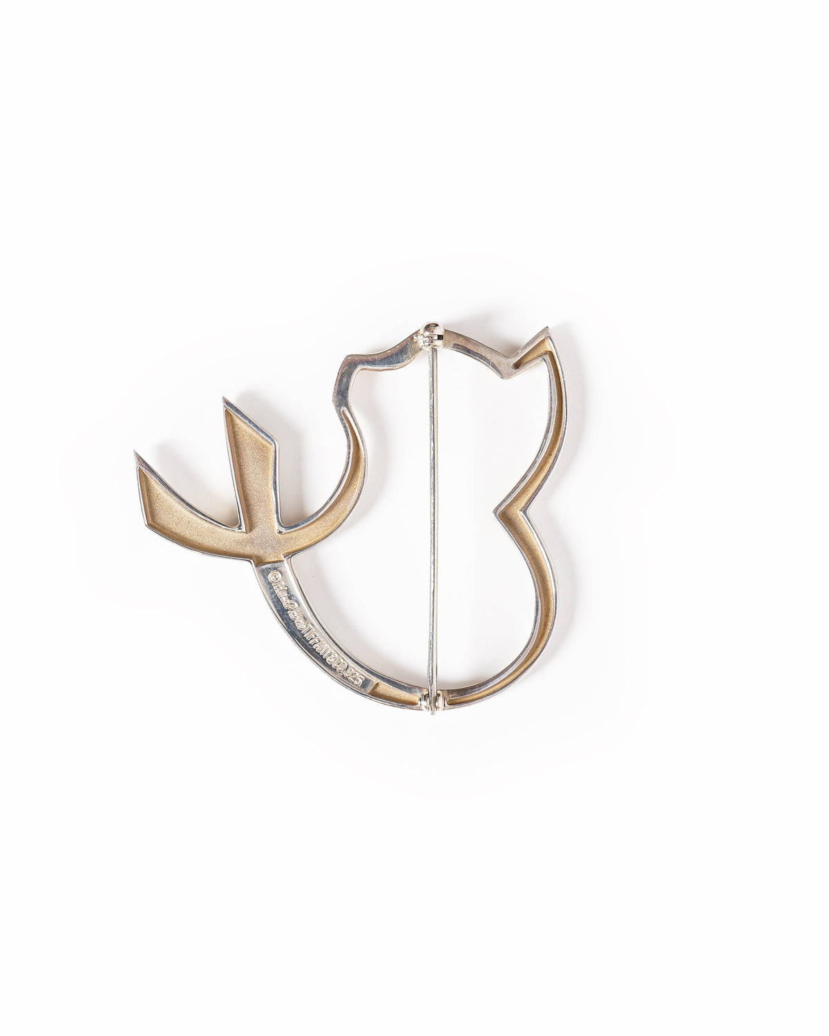 Vintage Tiffany & Co. Paloma Picasso Sterling Silver Cat in Heart Brooch Pin