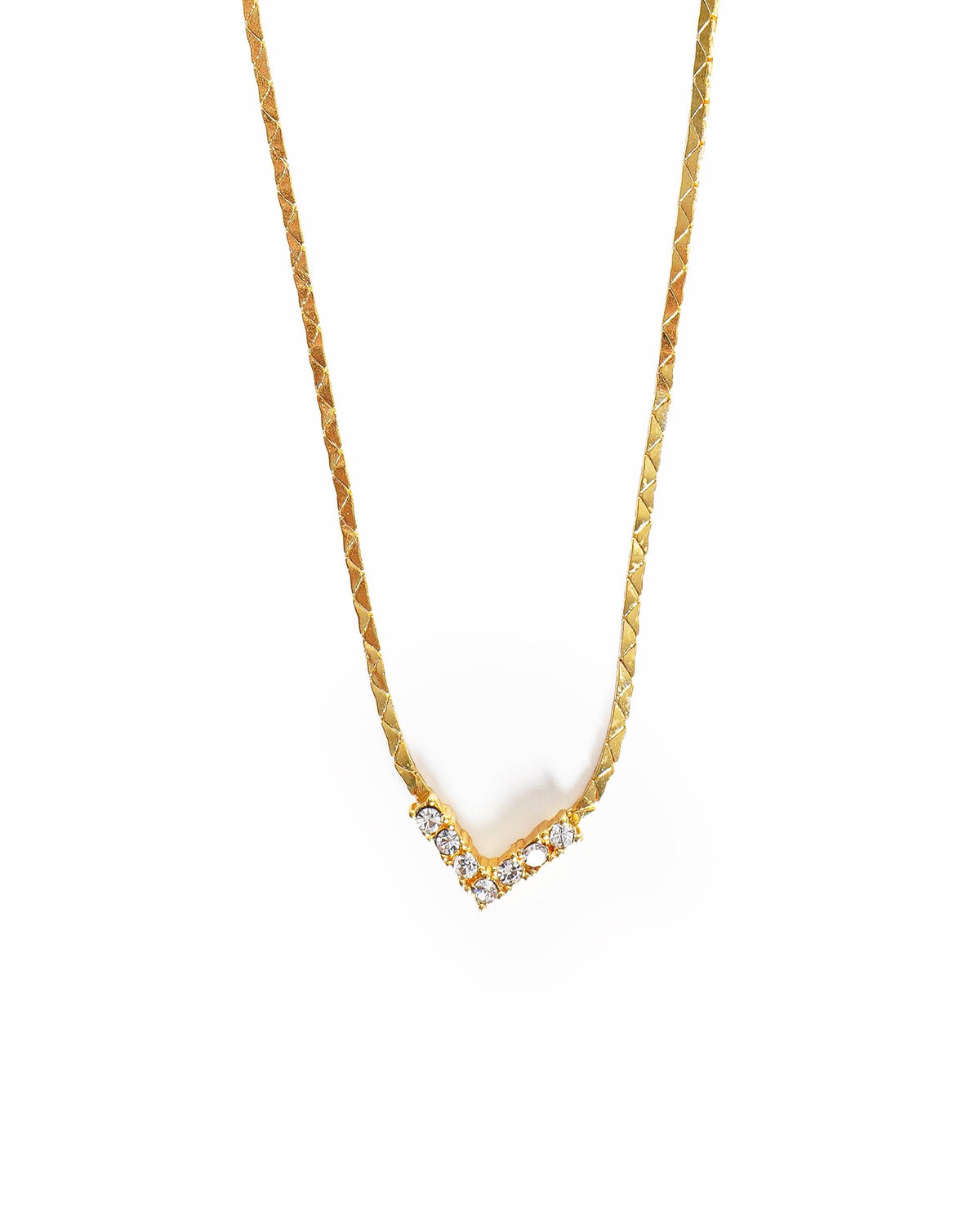 Vintage Christian Dior Crystal V Pendant Necklace, Made In Germany