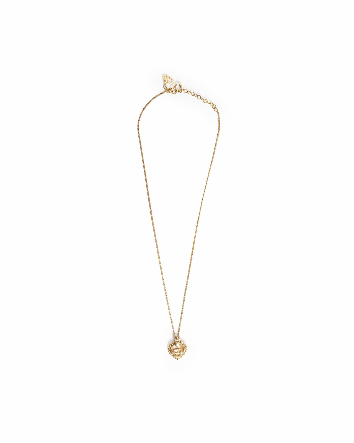Vintage Dior 1990s Gold Plated Heart CD Logo Necklace