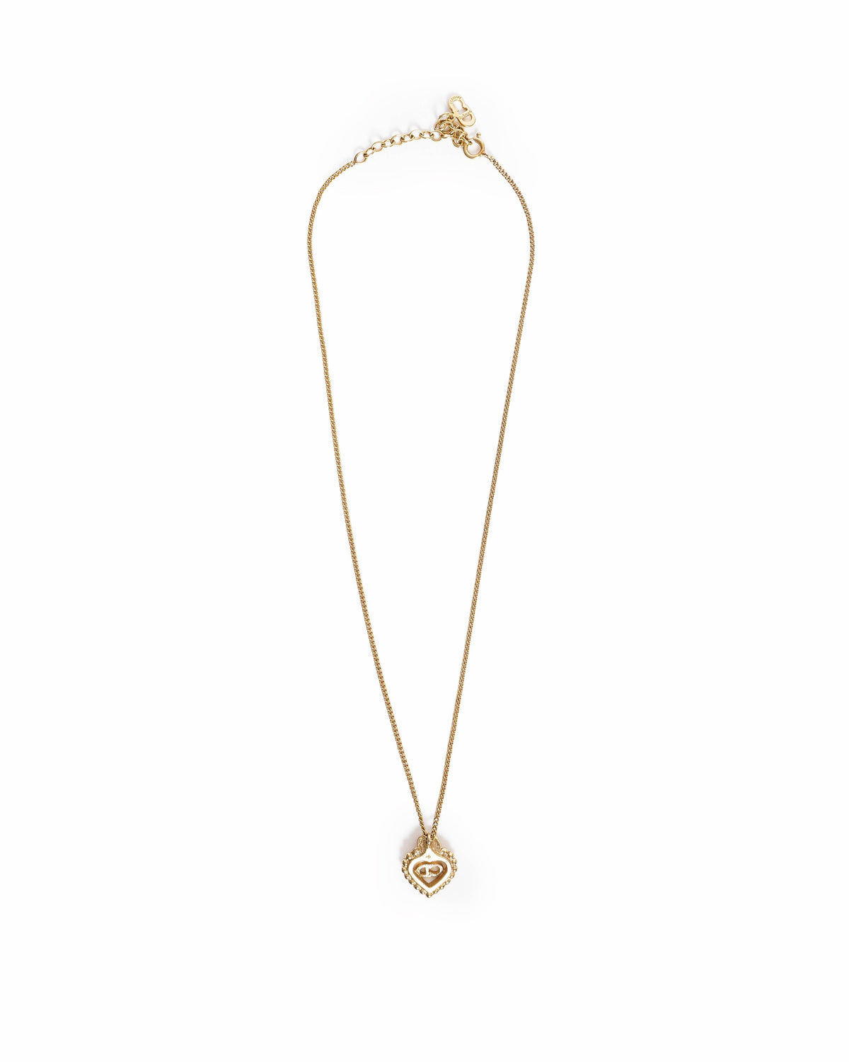 Vintage Dior 1990s Gold Plated Heart CD Logo Necklace