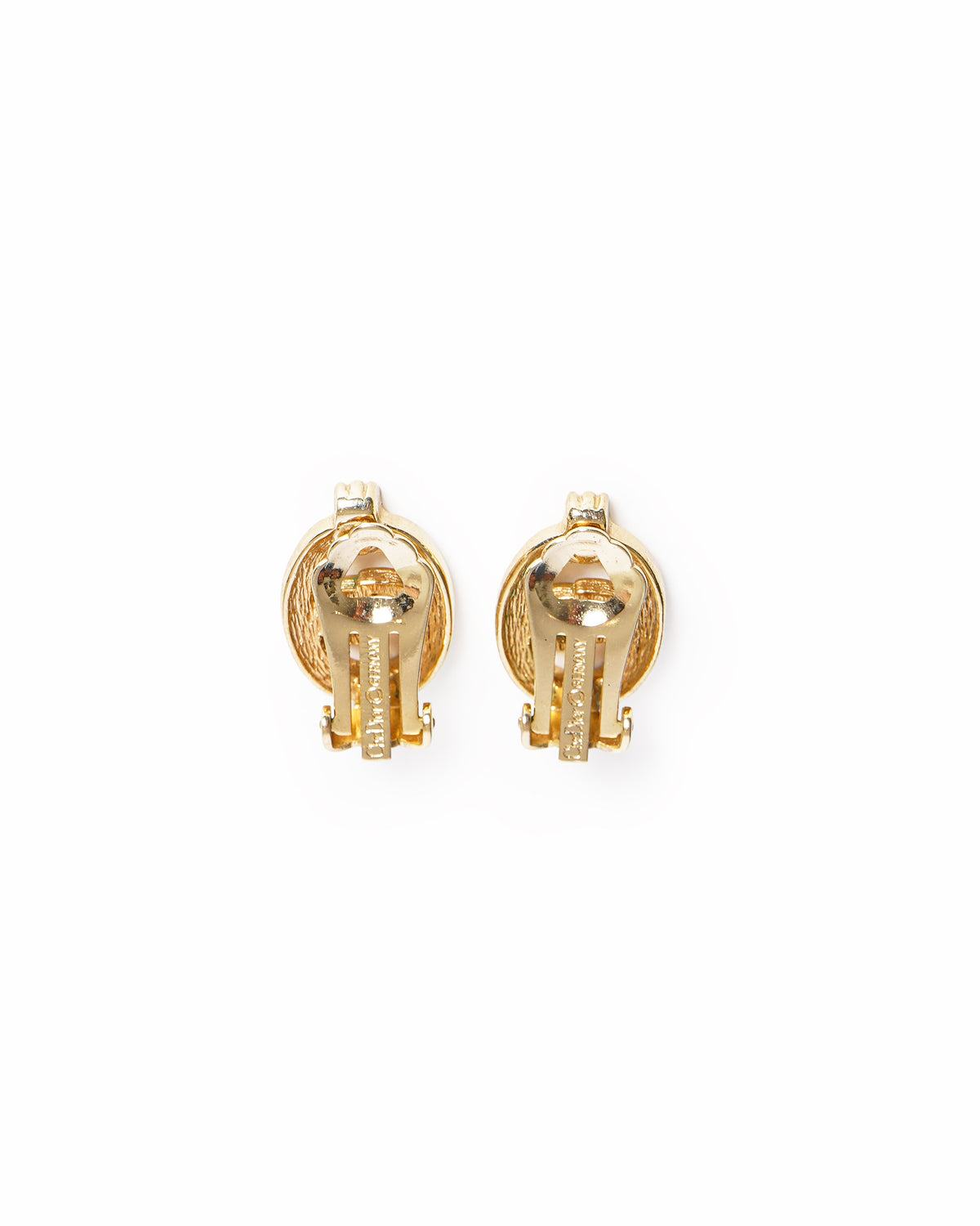 Vintage Christian Dior Gold-Plated Rhinestone CD Oval Earrings, Made In Germany