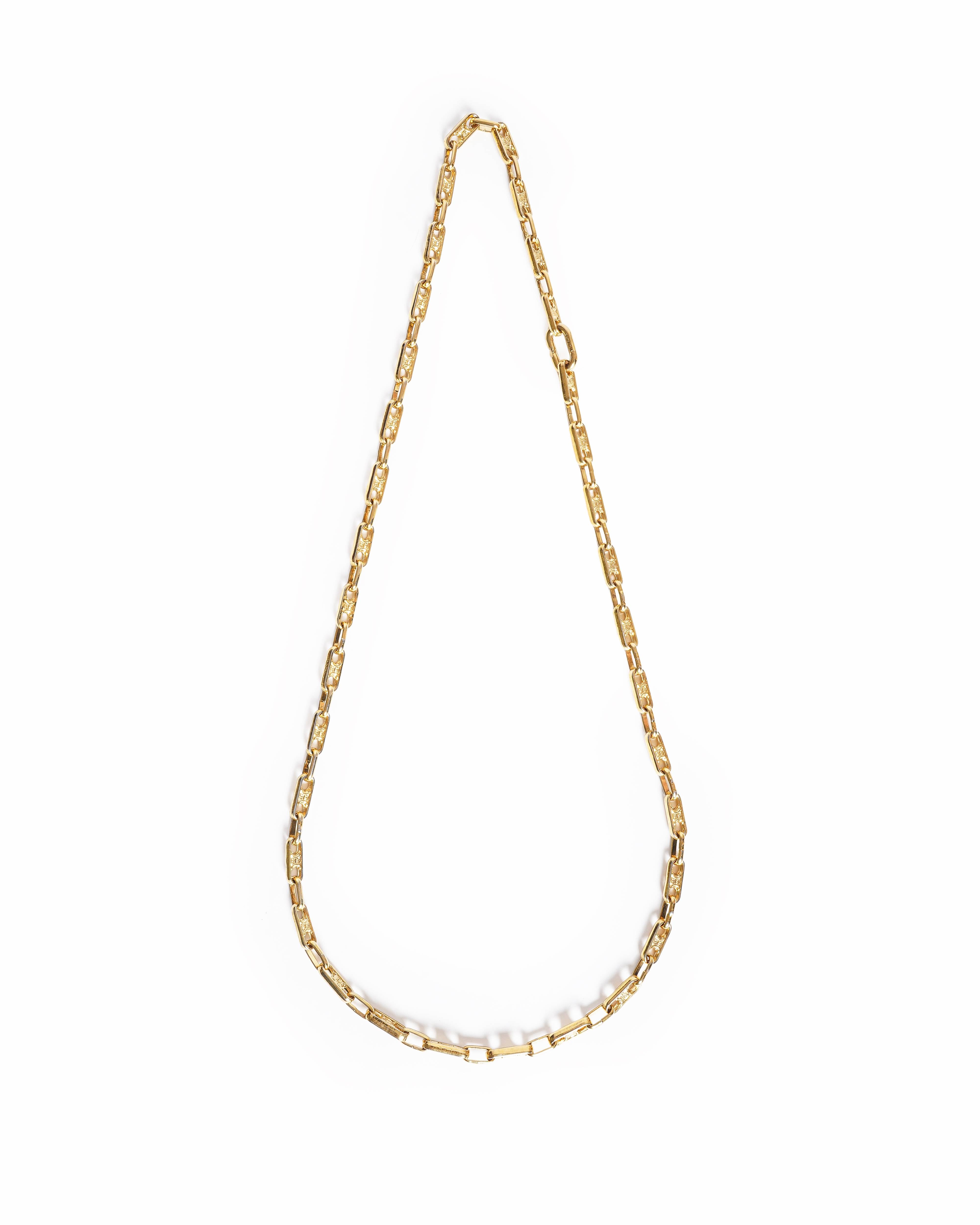 Vintage Celine Paris Gold-Plated Triomphe Link Chain Necklace