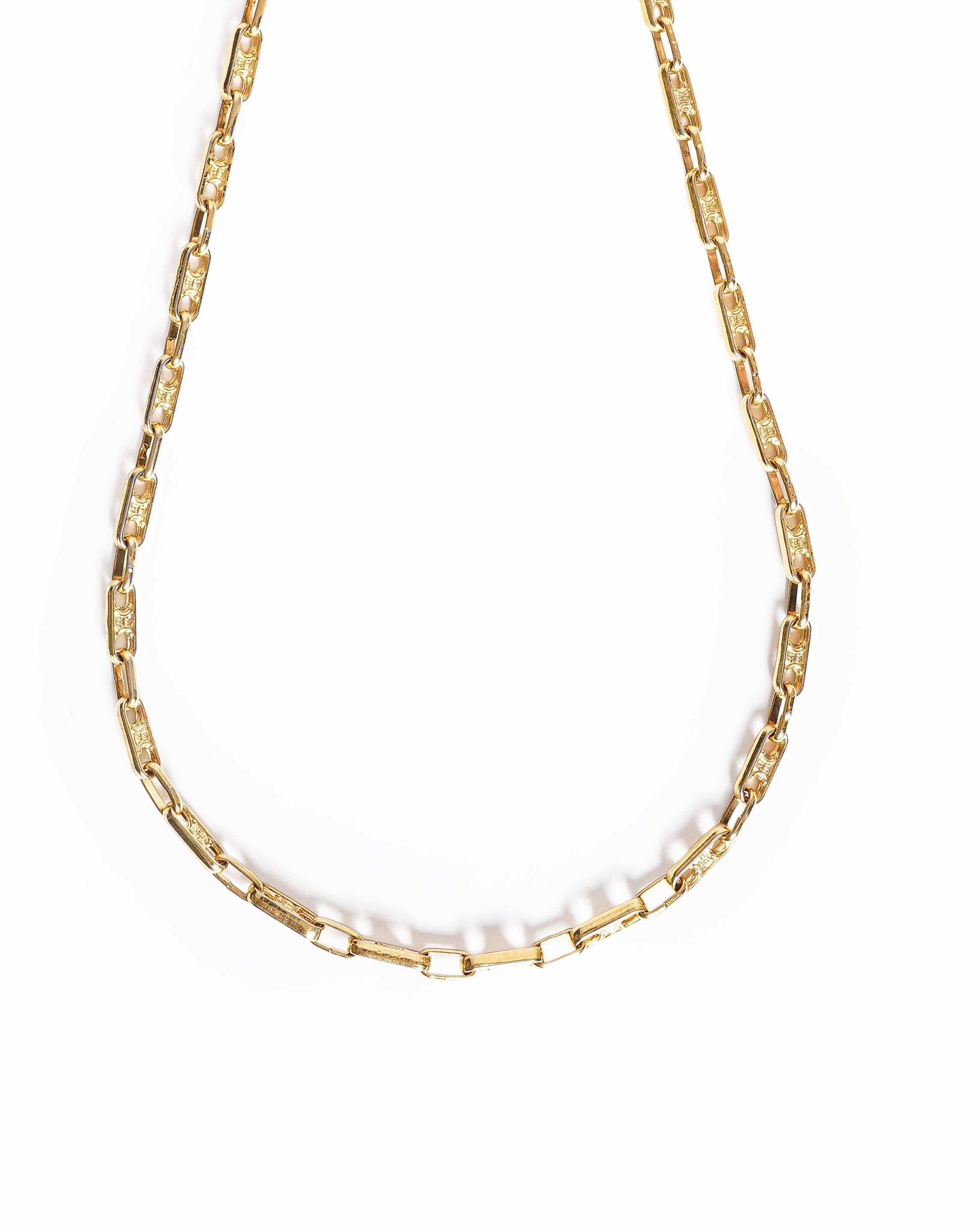 Vintage Celine Paris Gold-Plated Triomphe Link Chain Necklace