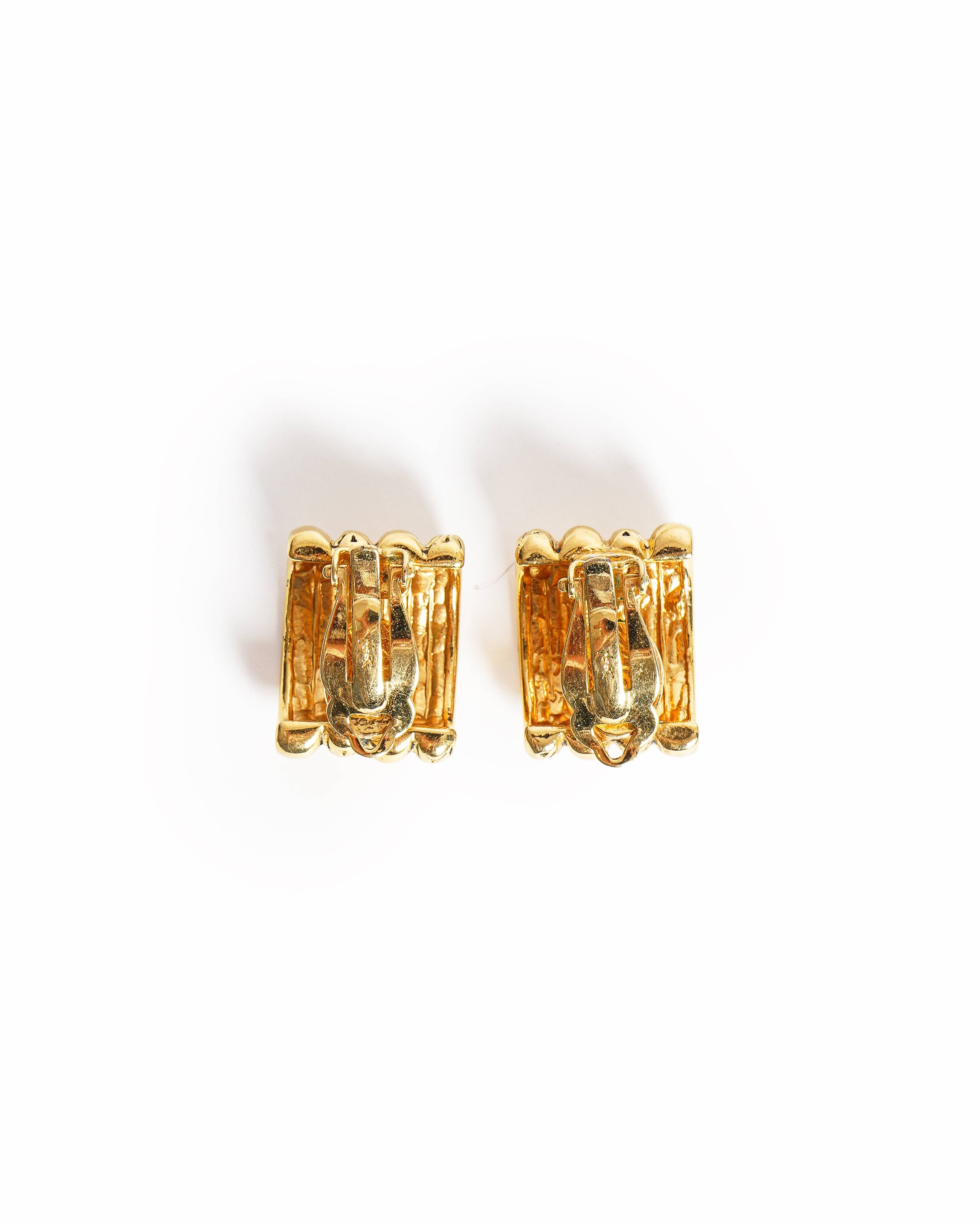 Vintage YSL Yves Saint Laurent Gold Tone Clip-on Earrings