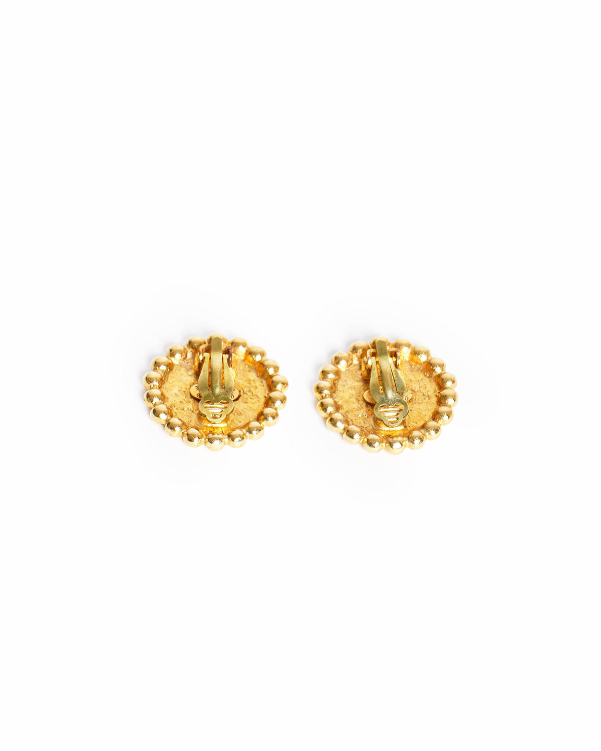 Vintage Chanel Gold Plated Earring With Black Enamel, Made In France 1995