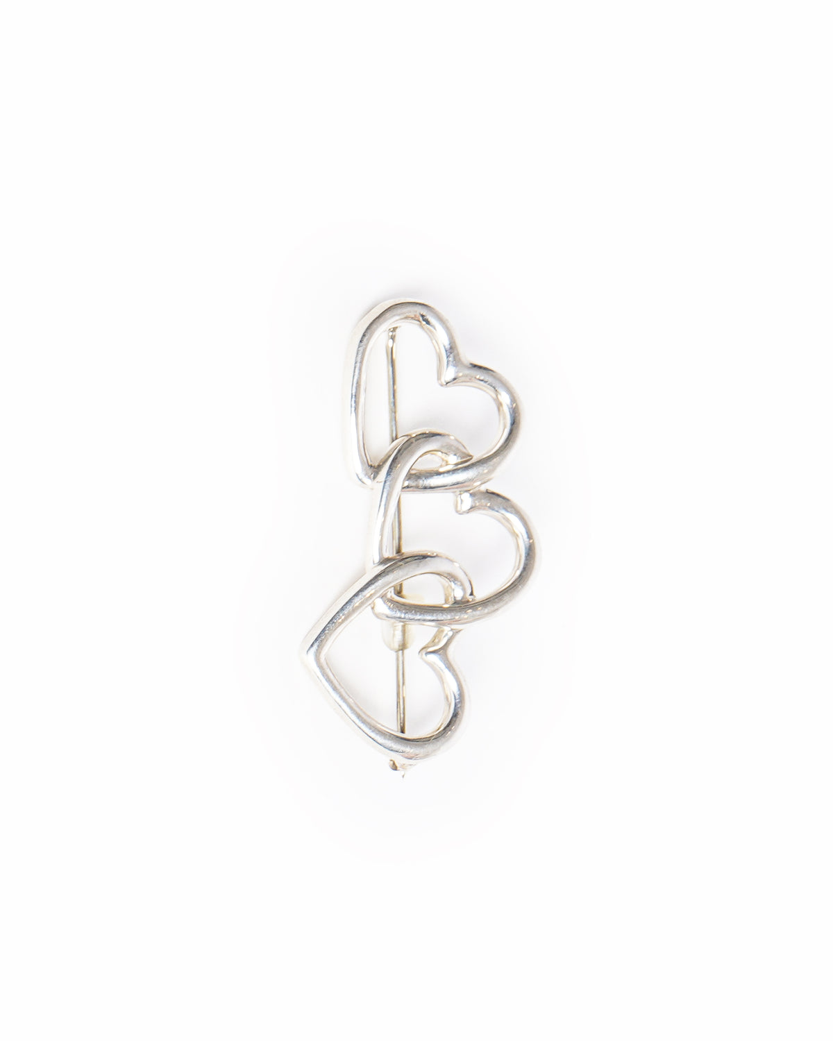 Vintage Tiffany & Co. Sterling Silver Interlocking Triple Heart Brooch Pin
