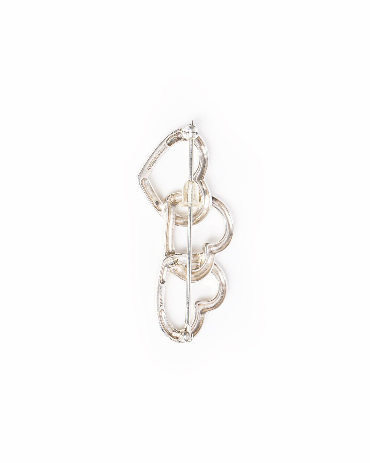 Vintage Tiffany & Co. Sterling Silver Interlocking Triple Heart Brooch Pin