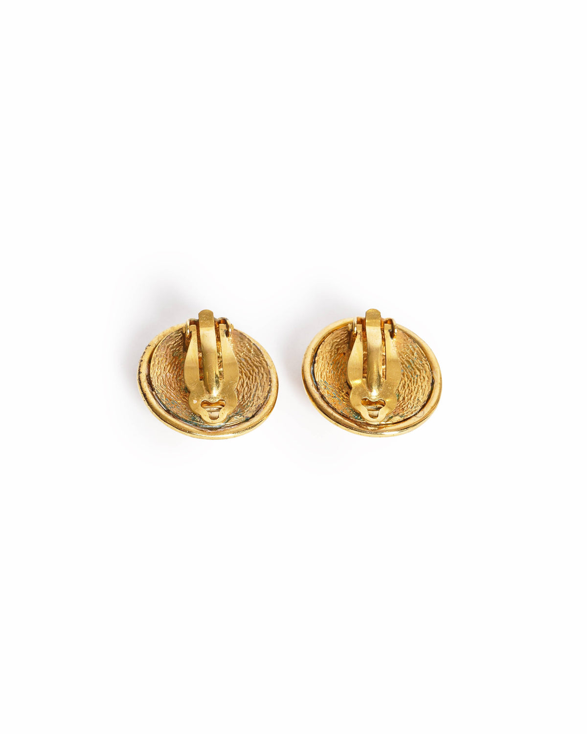 Vintage Chanel Quarters CC Cut-Out Button Earrings, Made In France 1993