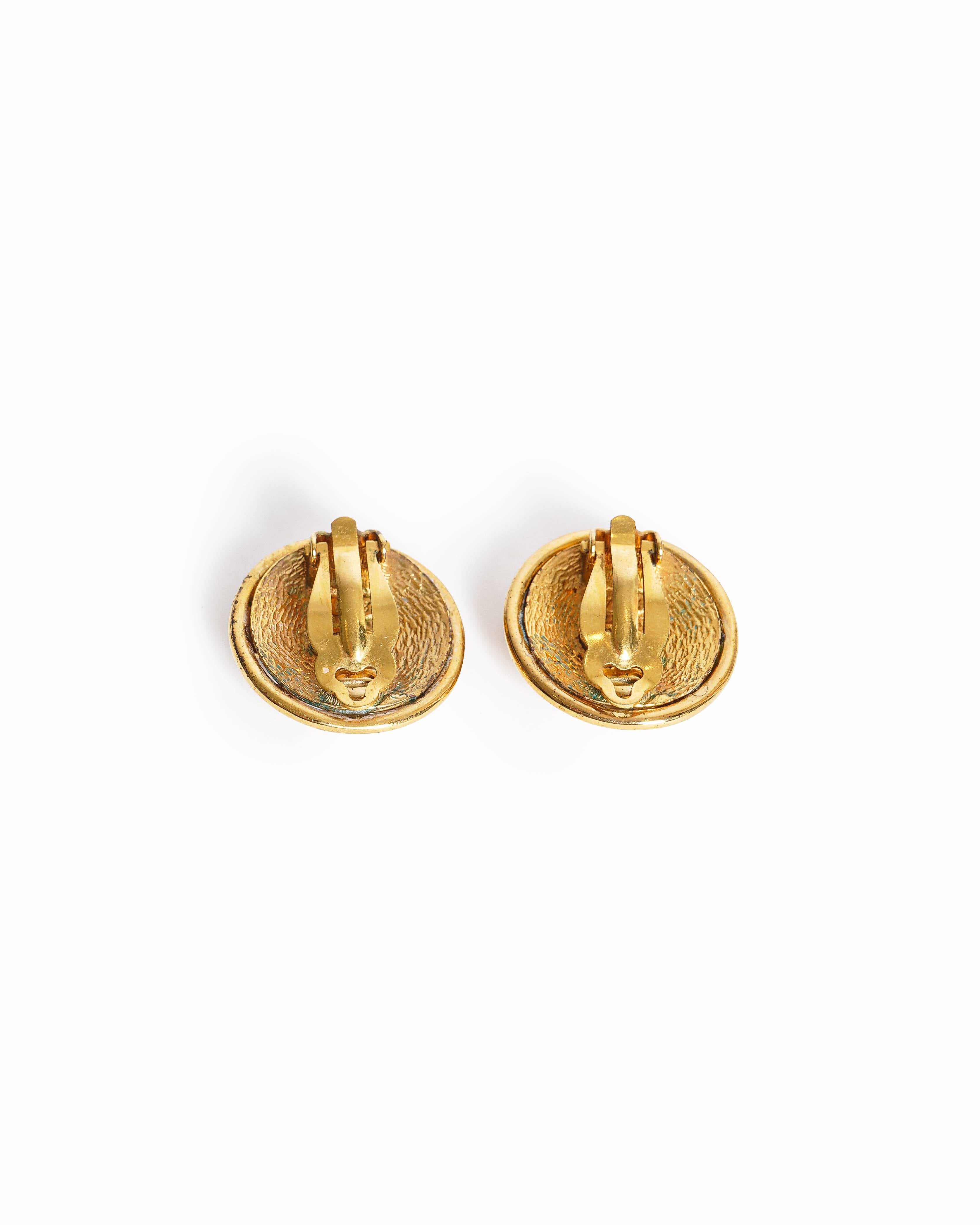 Vintage Chanel Quarters CC Cut-Out Button Earrings, Made In France 1993