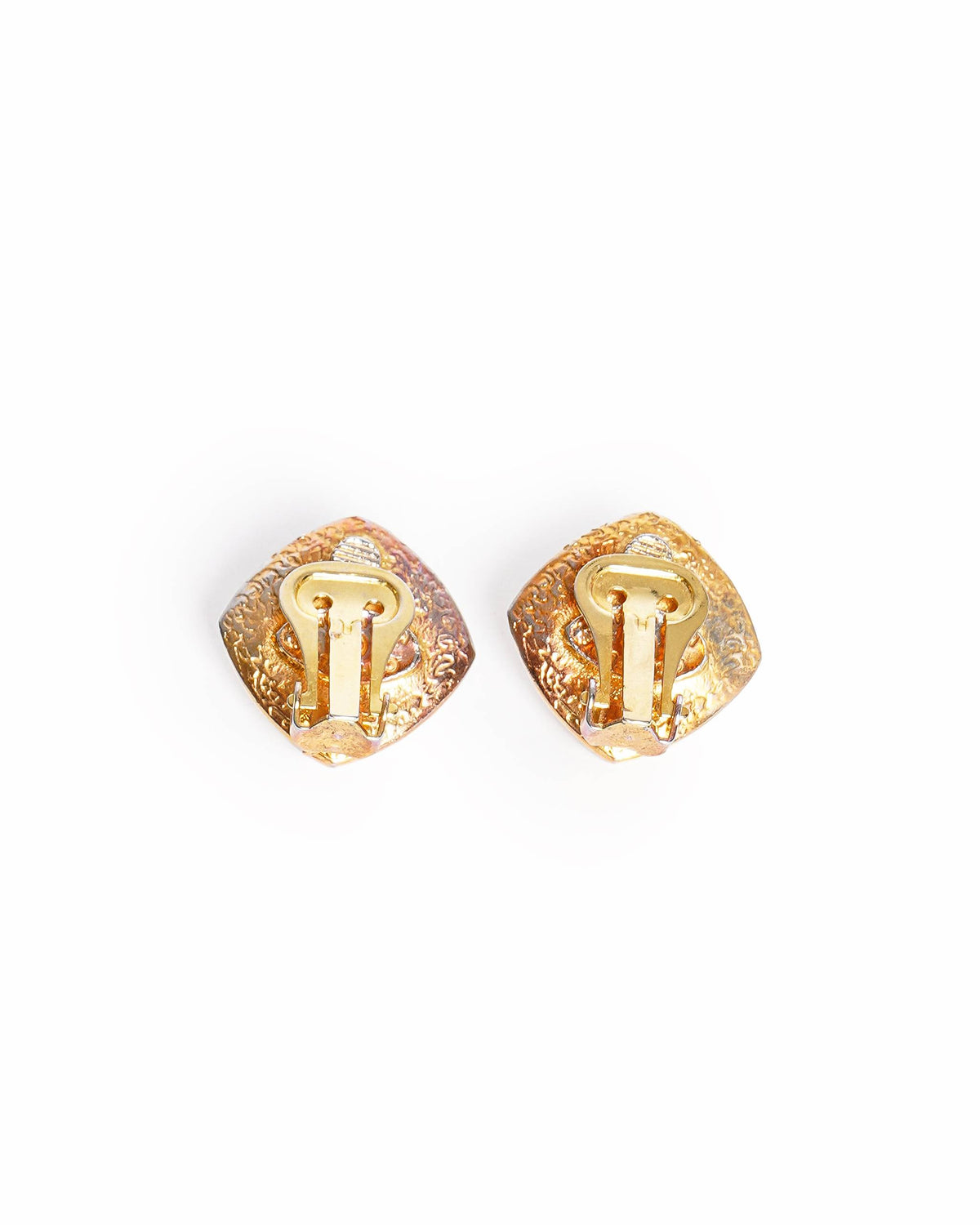 Vintage Chanel Textured CC Faux Pearl Button Earrings, Made In France 1990s