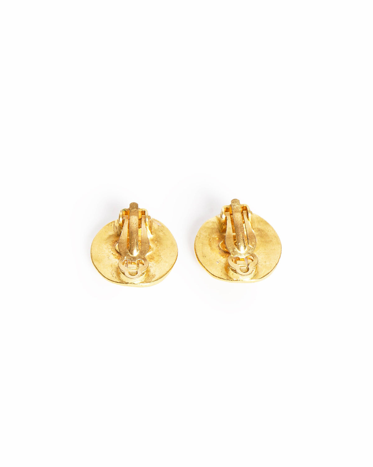 Vintage Chanel CC Logos Round Clip-On Earrings Gold Tone, Made in France 1990's